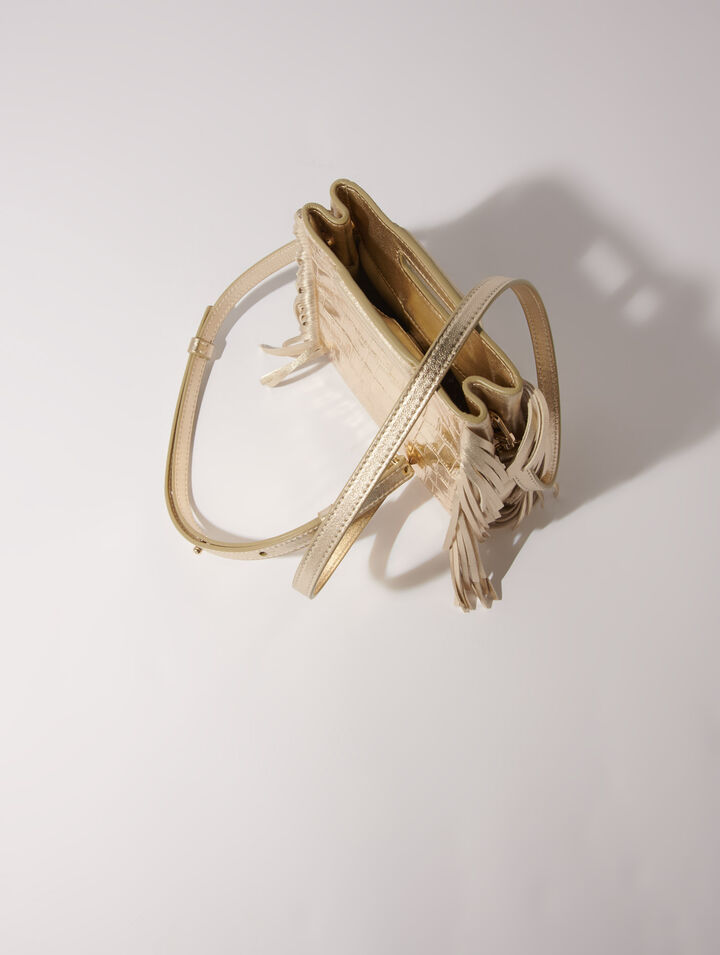 Mini embossed-leather M bag with chain
