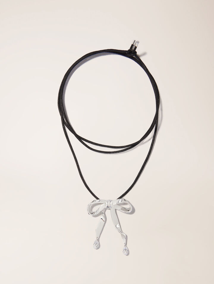 Maje Silver Bow Necklace In Silver