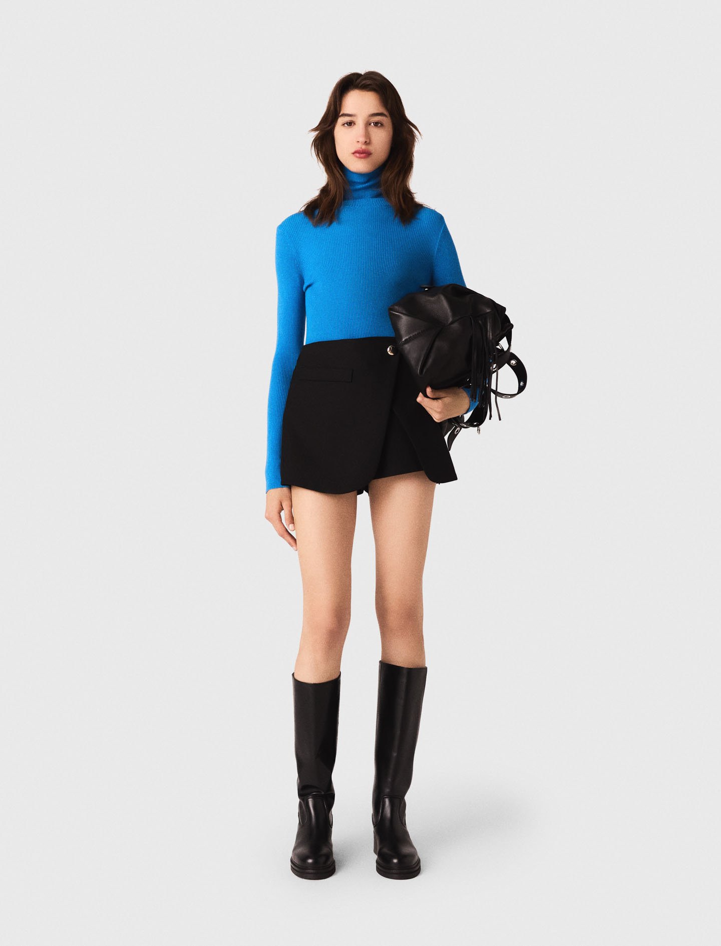 Maje Layered-effect Suit Shorts In Black