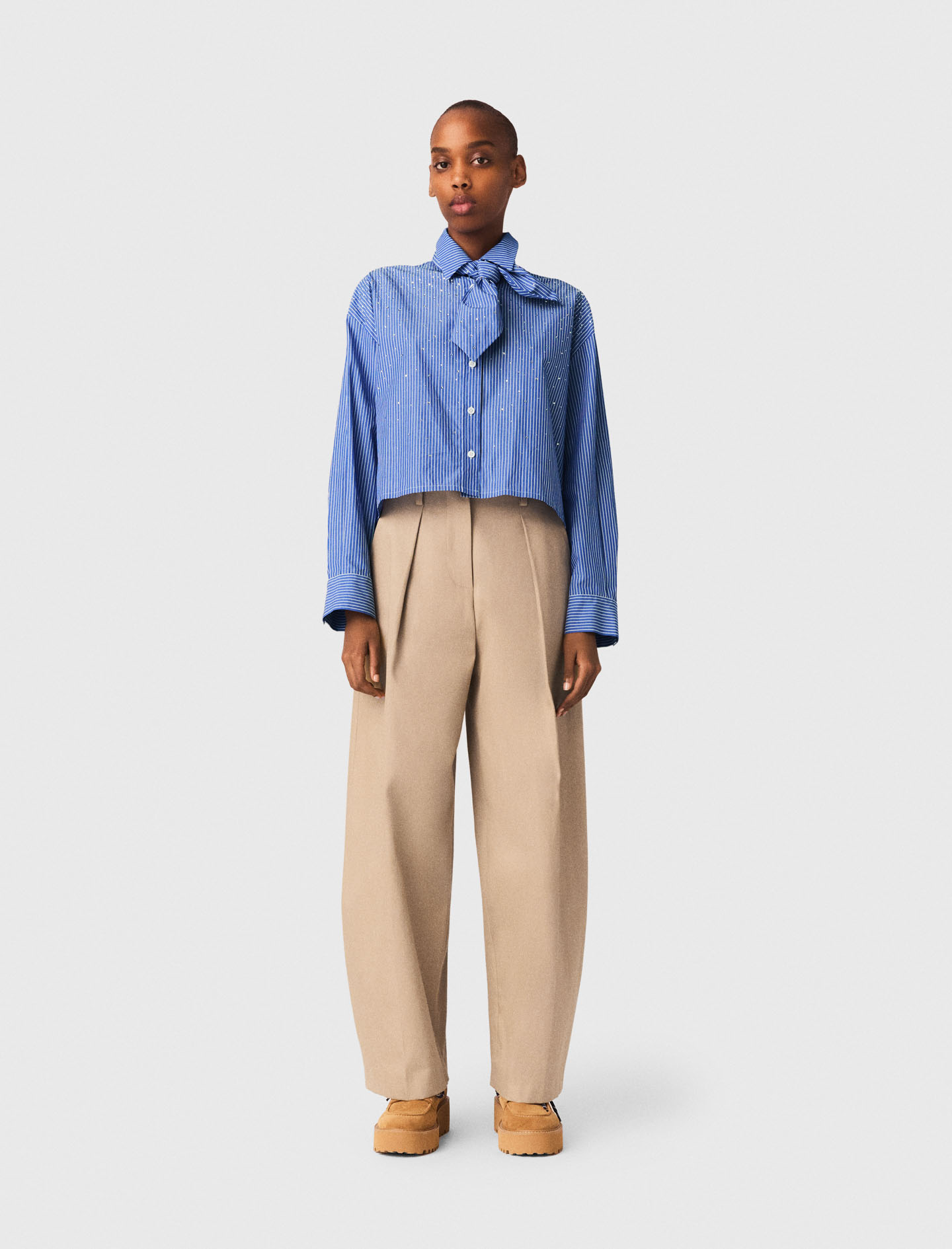 Shirt With Removable Handkerchief - Blue - Size 6 - Maje