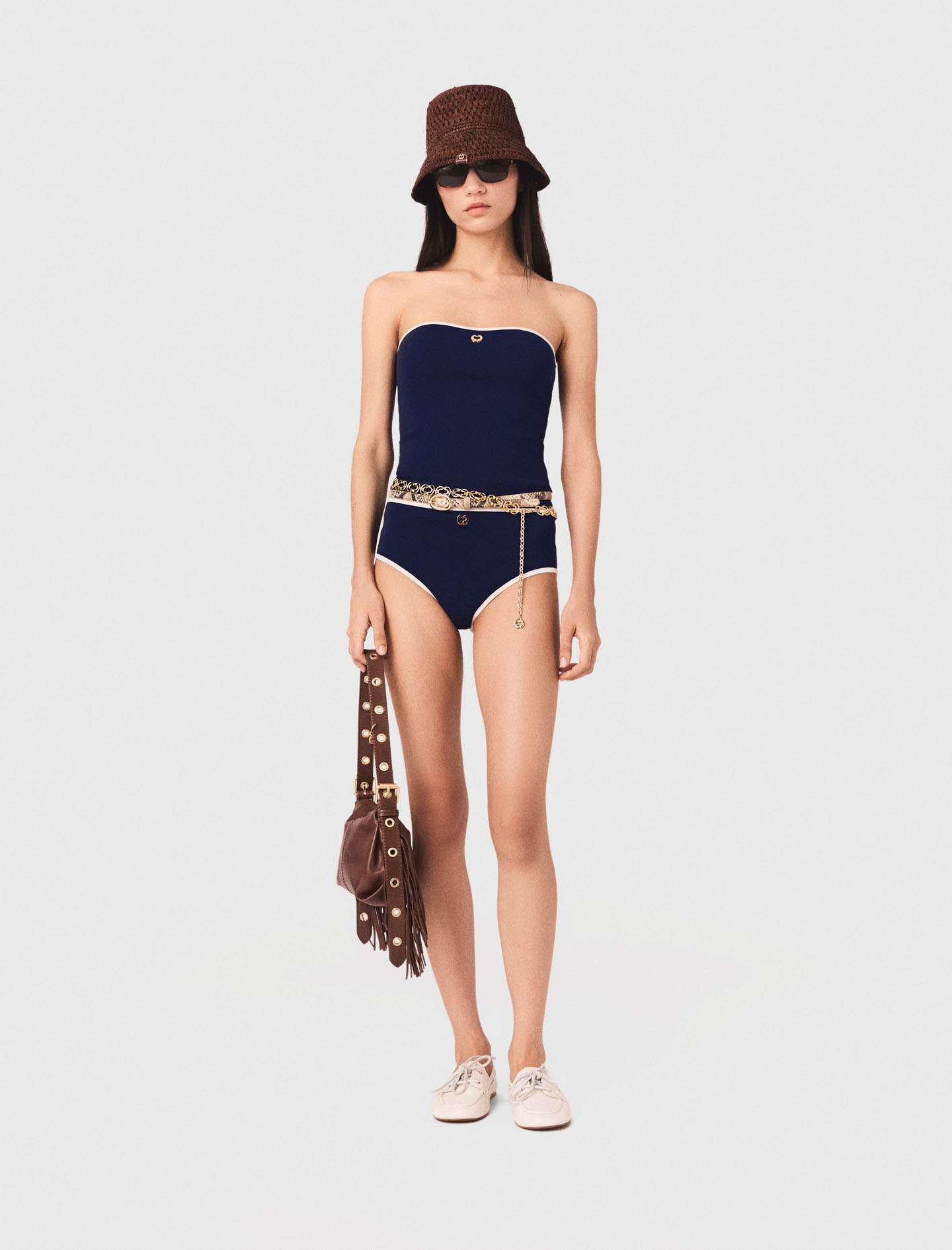 Briefs With Contrasting Trim - Navy - Maje