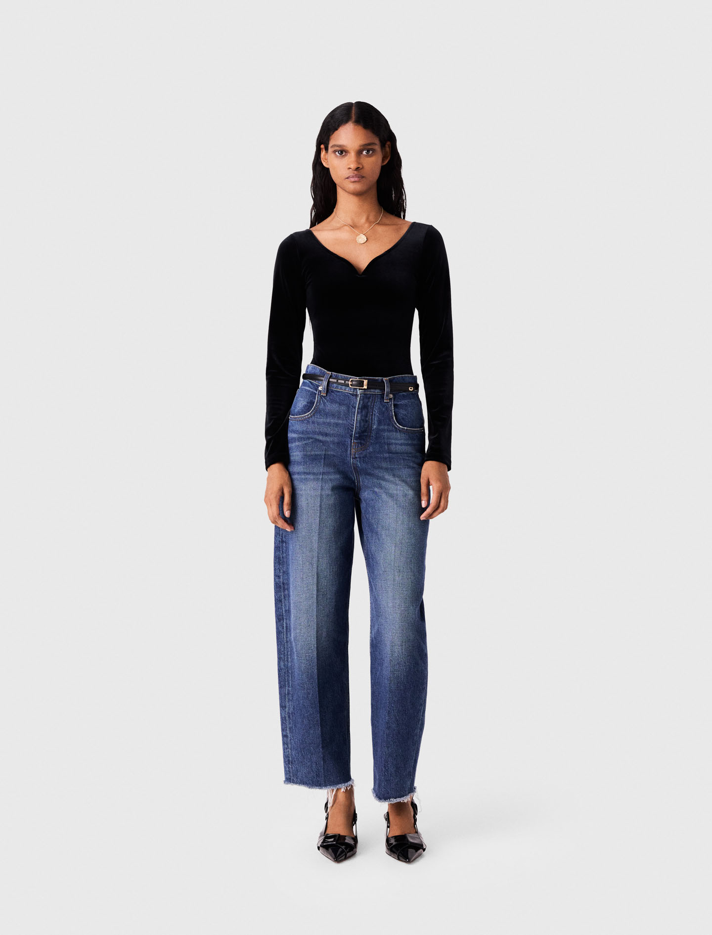 Velvet Bodysuit - Black - Size 6 - Maje