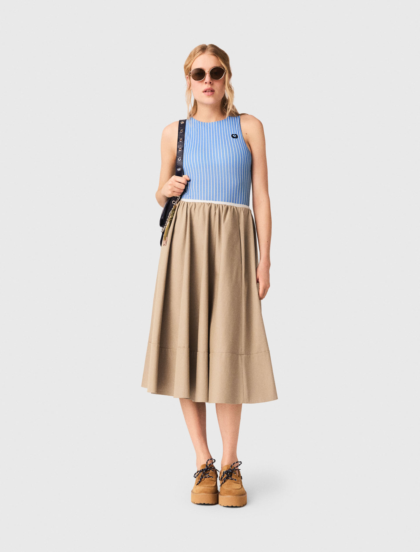 Mid-length Cotton Skirt - Beige - Size 10 - Maje