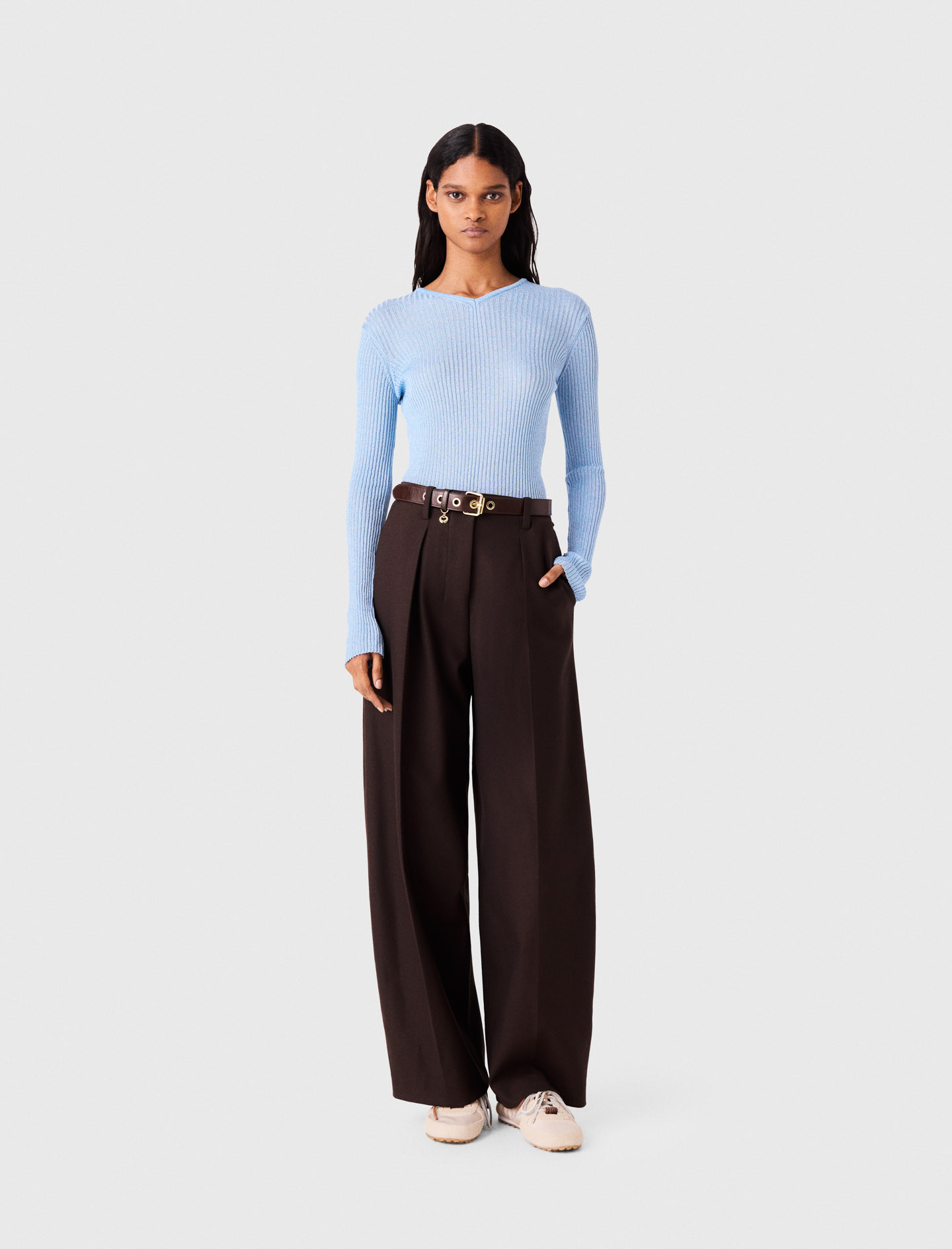 Lurex Knit Jumper - Blue - Size 10 - Maje