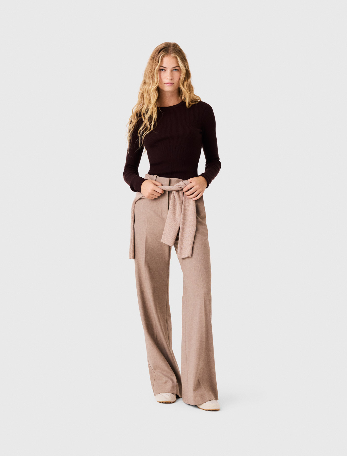 Second-skin Round Neck Jumper - Dark Brown - Size 10 - Maje
