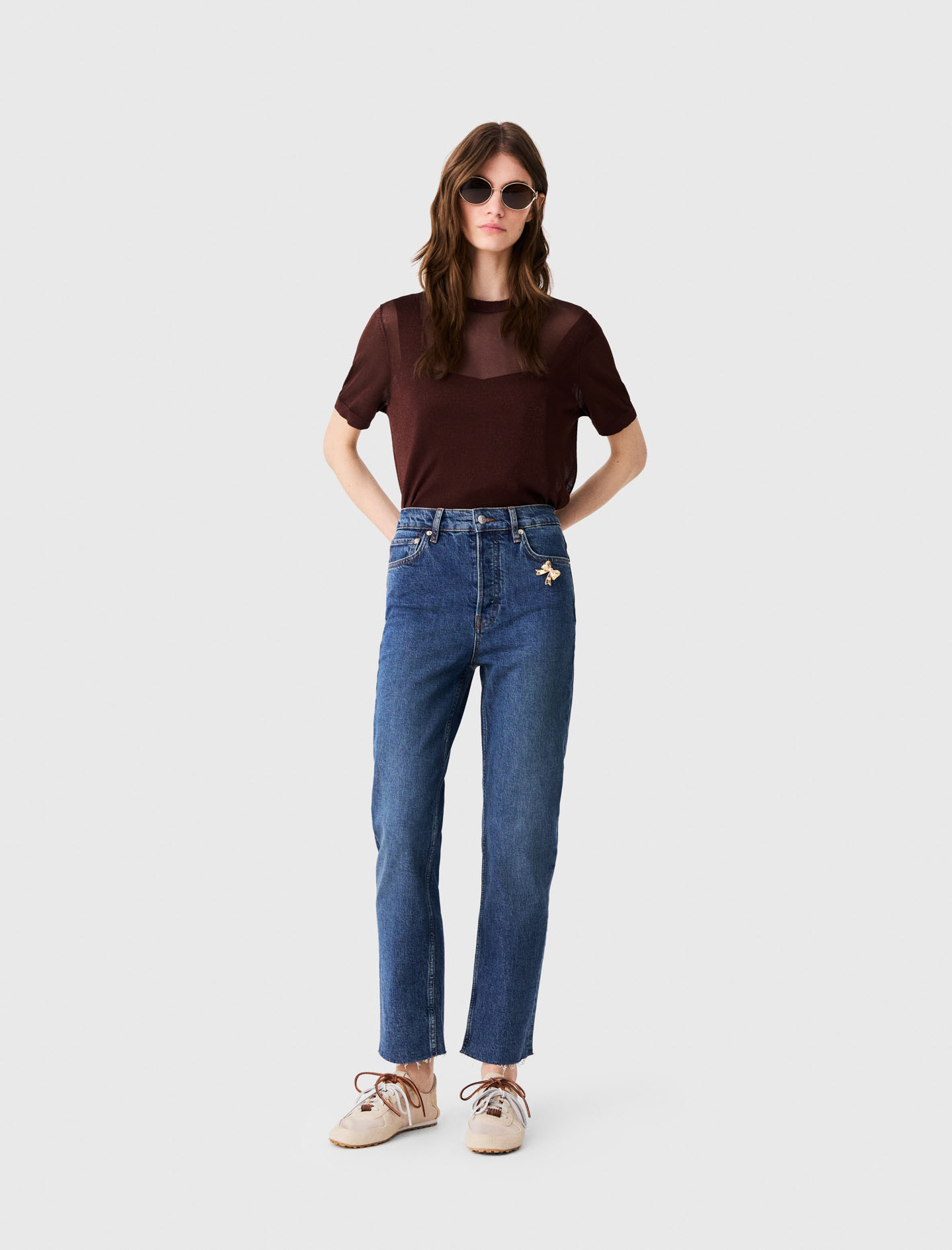 Skinny Jeans With Brooch - Blue - Size 12 - Maje