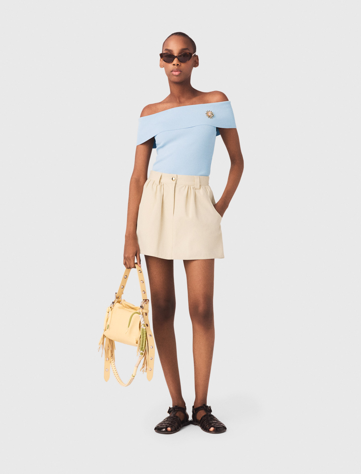 Cotton Skort - Off White - Size 14 - Maje