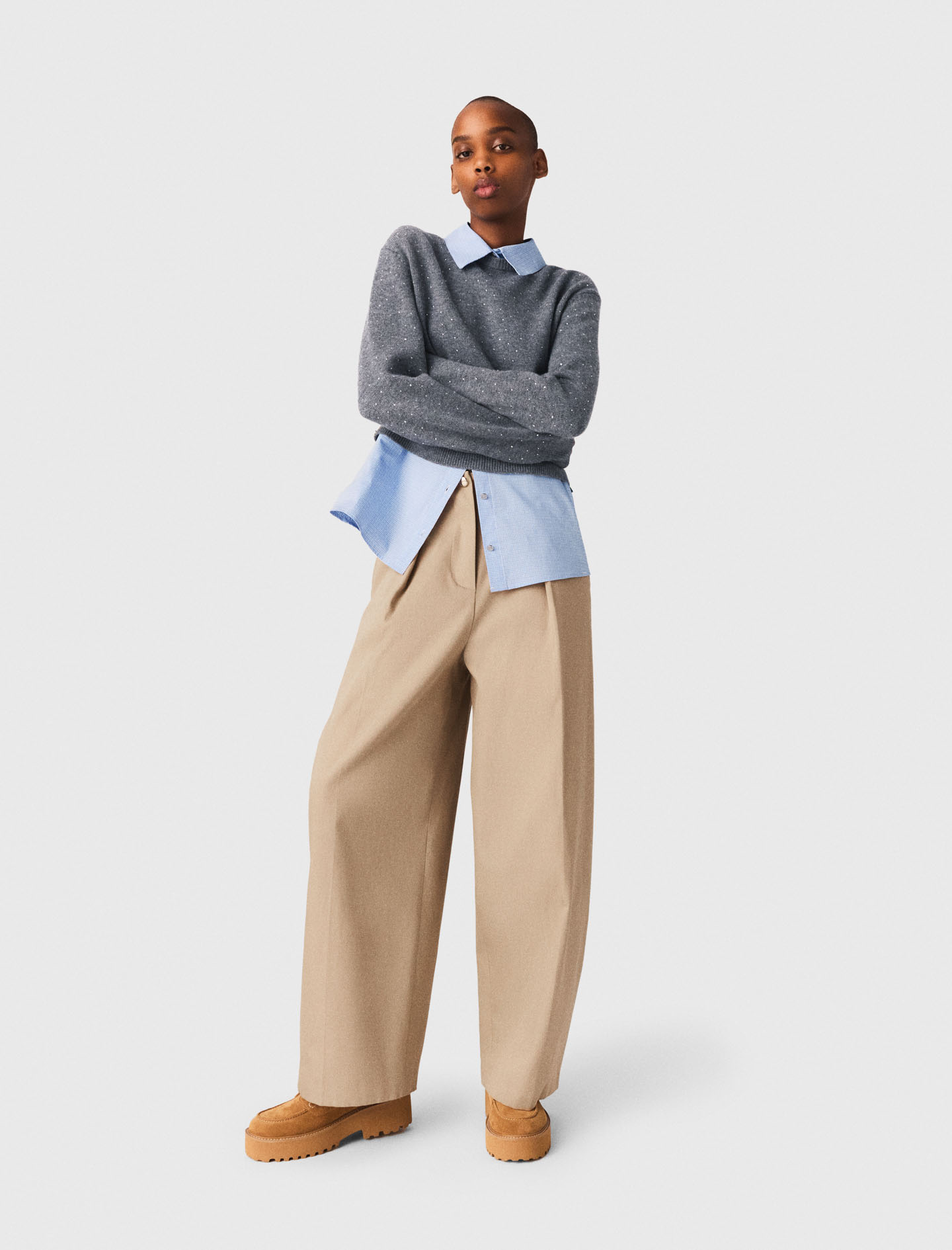 Cotton Balloon Trousers - Beige - Size 14 - Maje