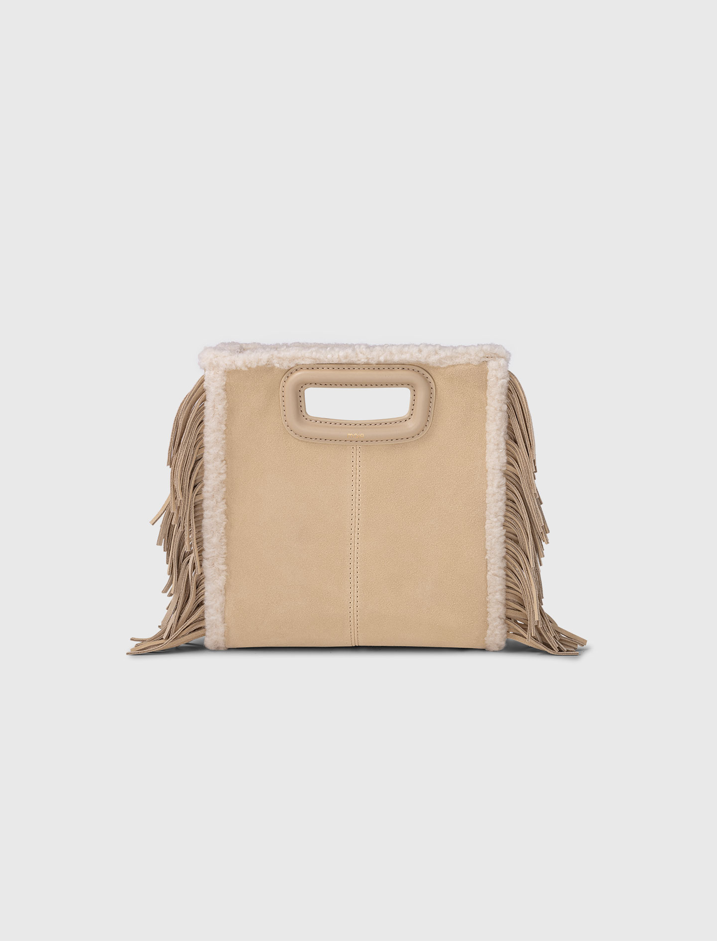 Suede And Fur-effect M Bag - Beige - Maje