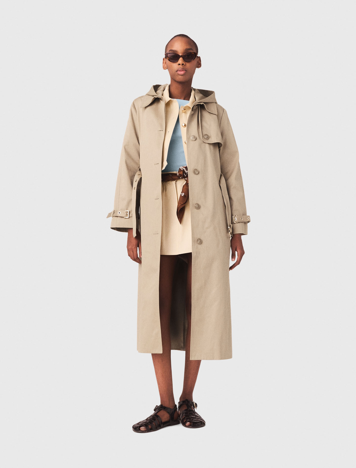 Trench With Removable Hood - Camel - Size 14 - Maje