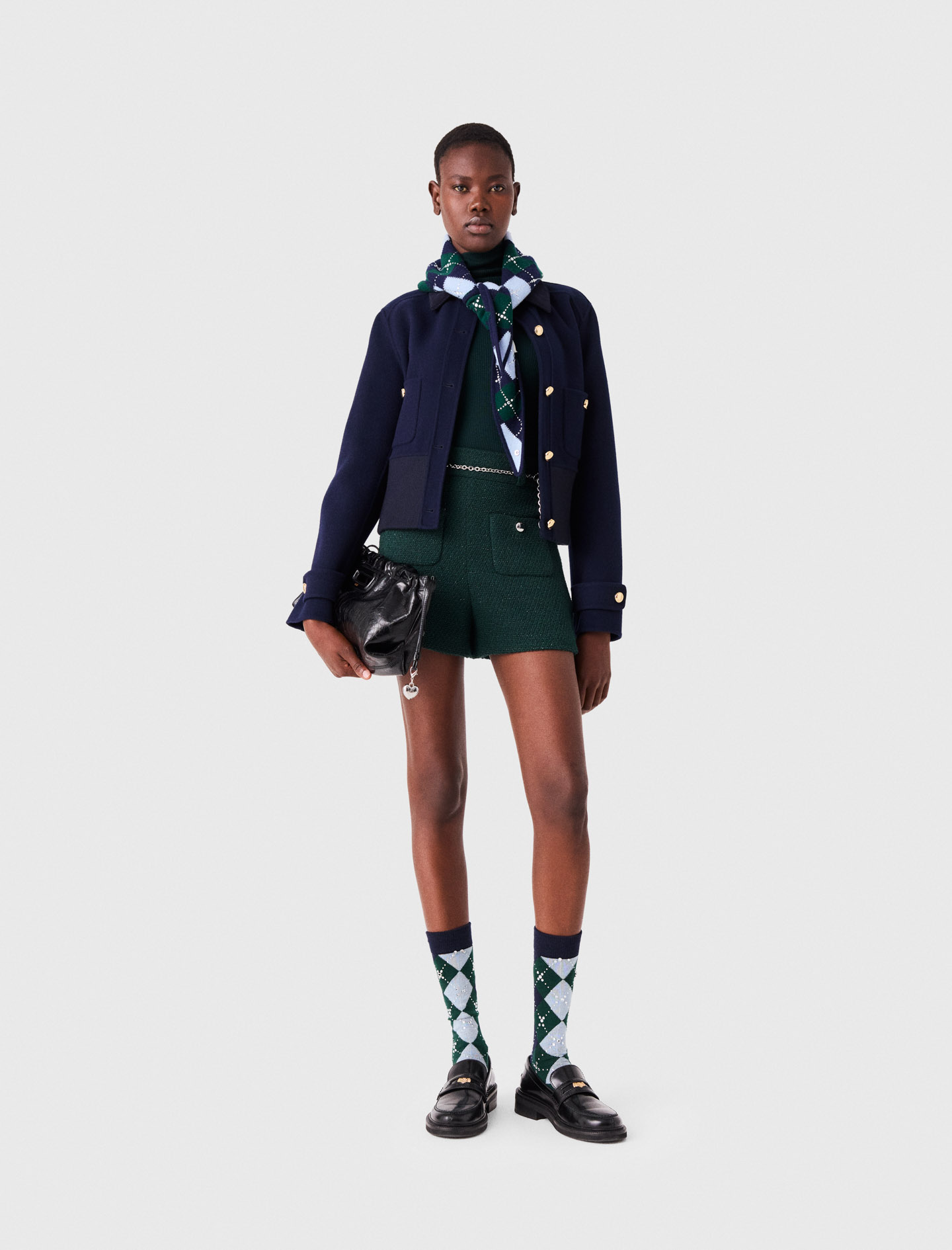 Tweed Shorts - Bottle Green - Size 14 - Maje