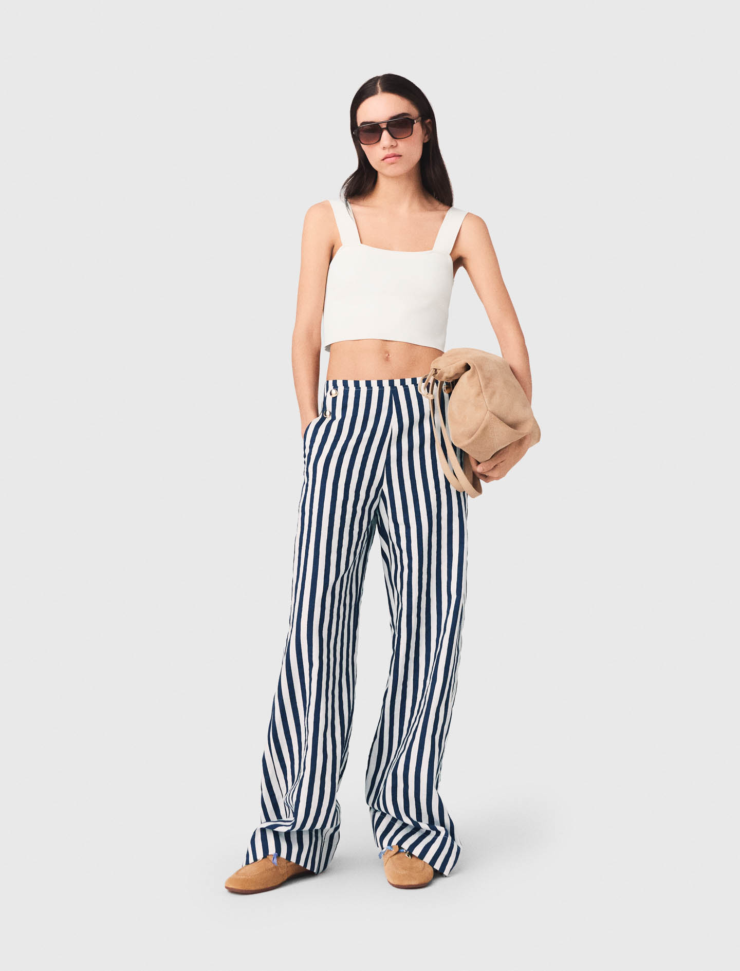 Linen Blend Sailor Trousers - Multi-coloured - Size 14 - Maje