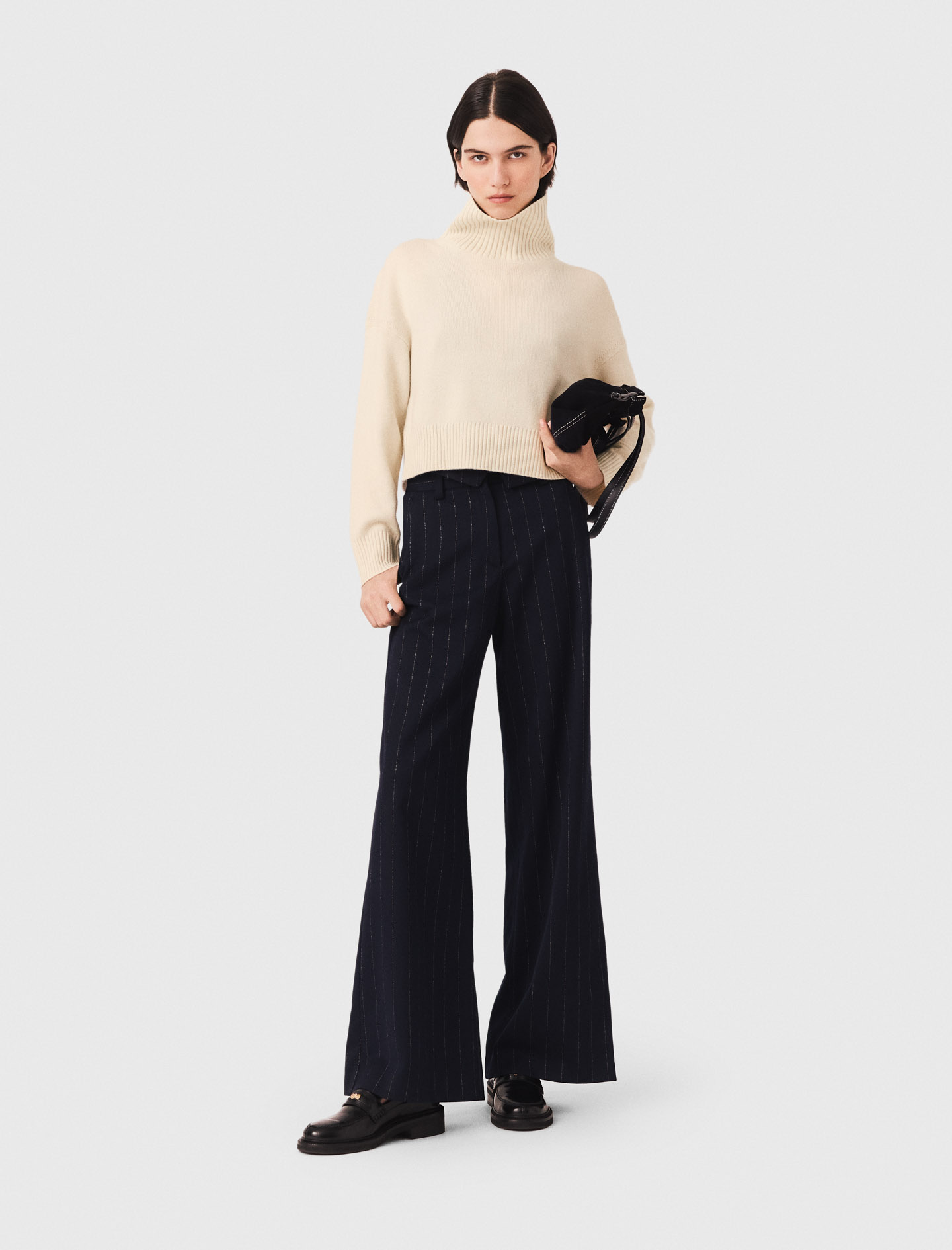 High-neck Cashmere Jumper - Off White - Size 6 - Maje