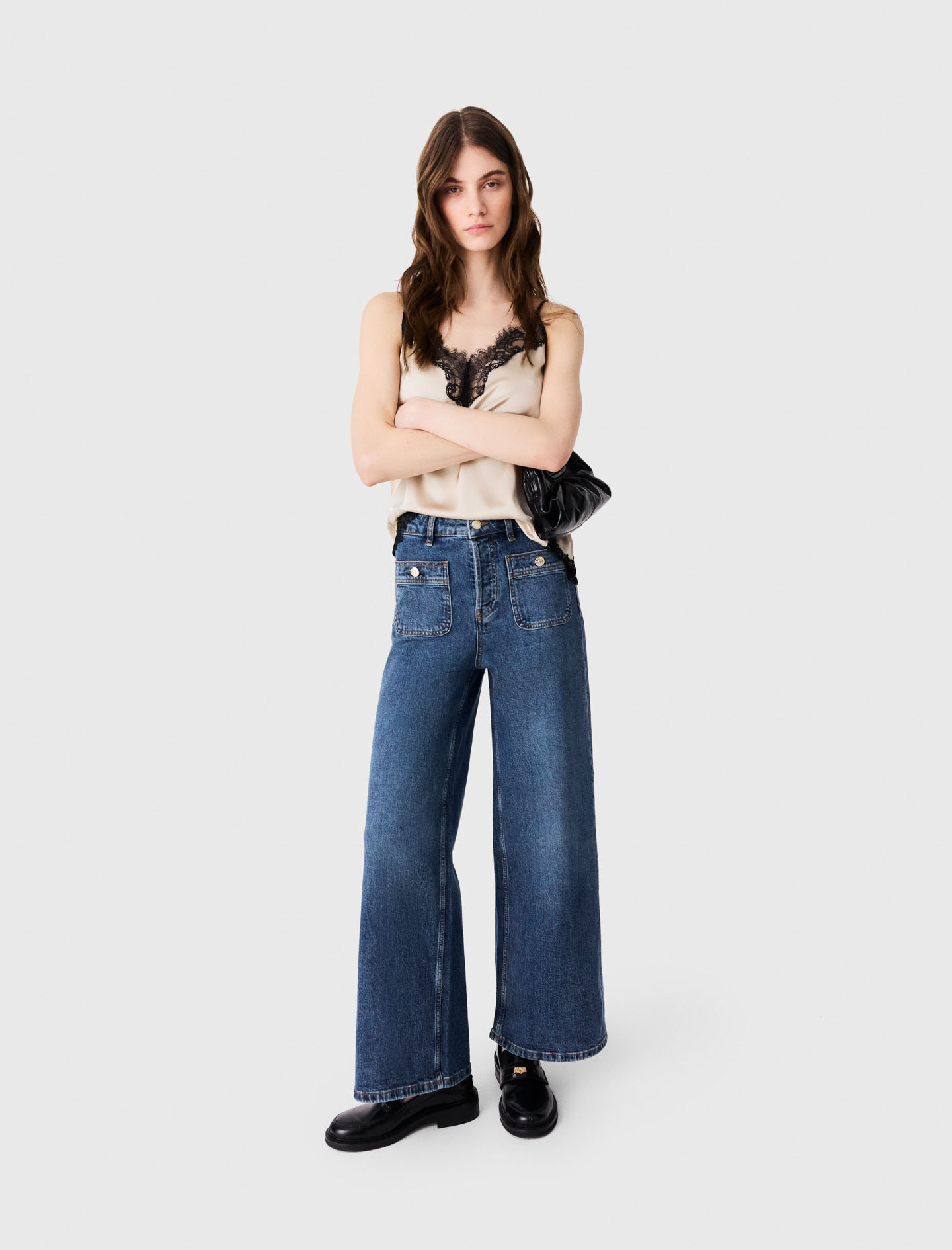 Wide-leg Jeans With Patch Pockets - Blue - Size 10 - Maje