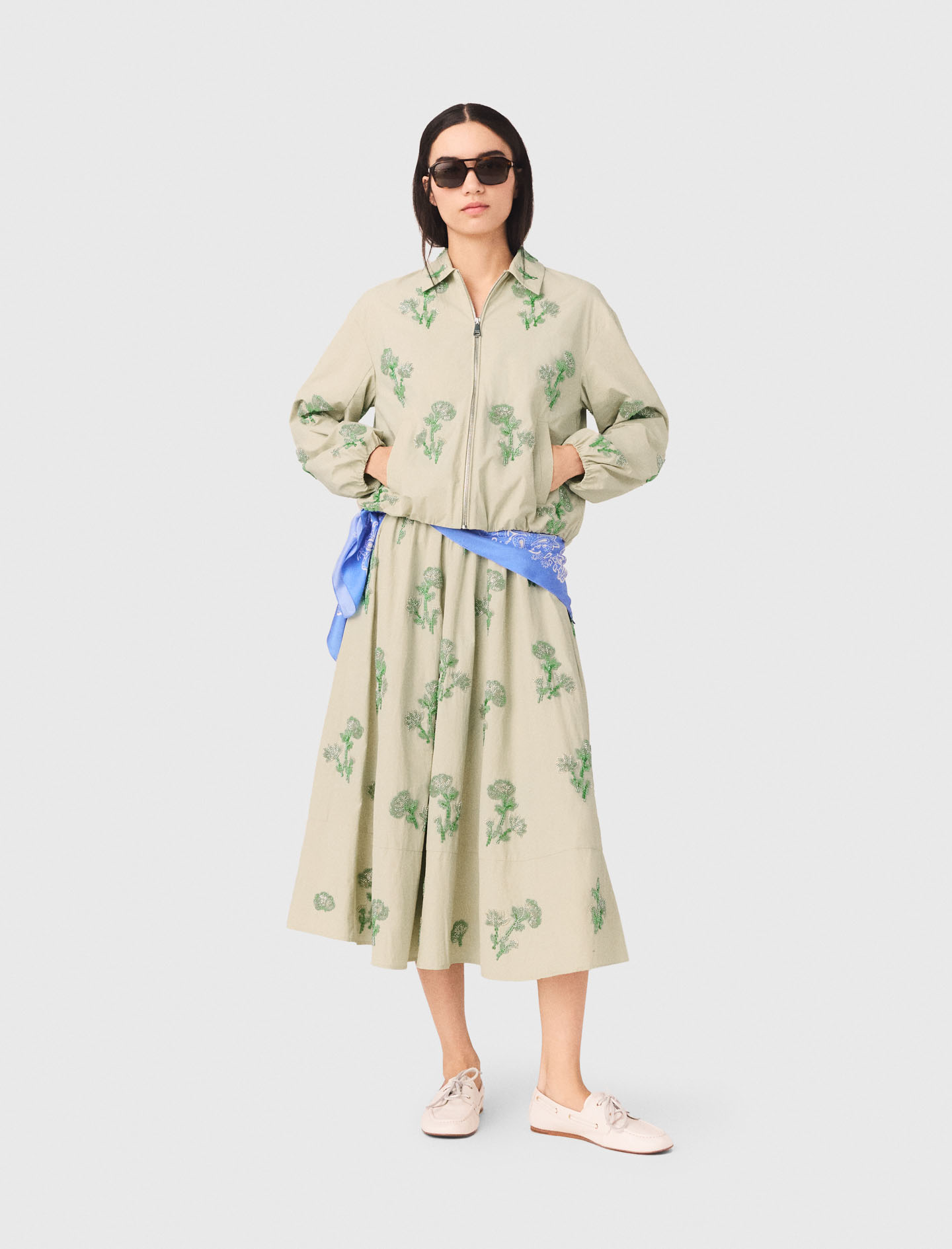 Embroidered technical bomber jacket Beige for Women | Maje