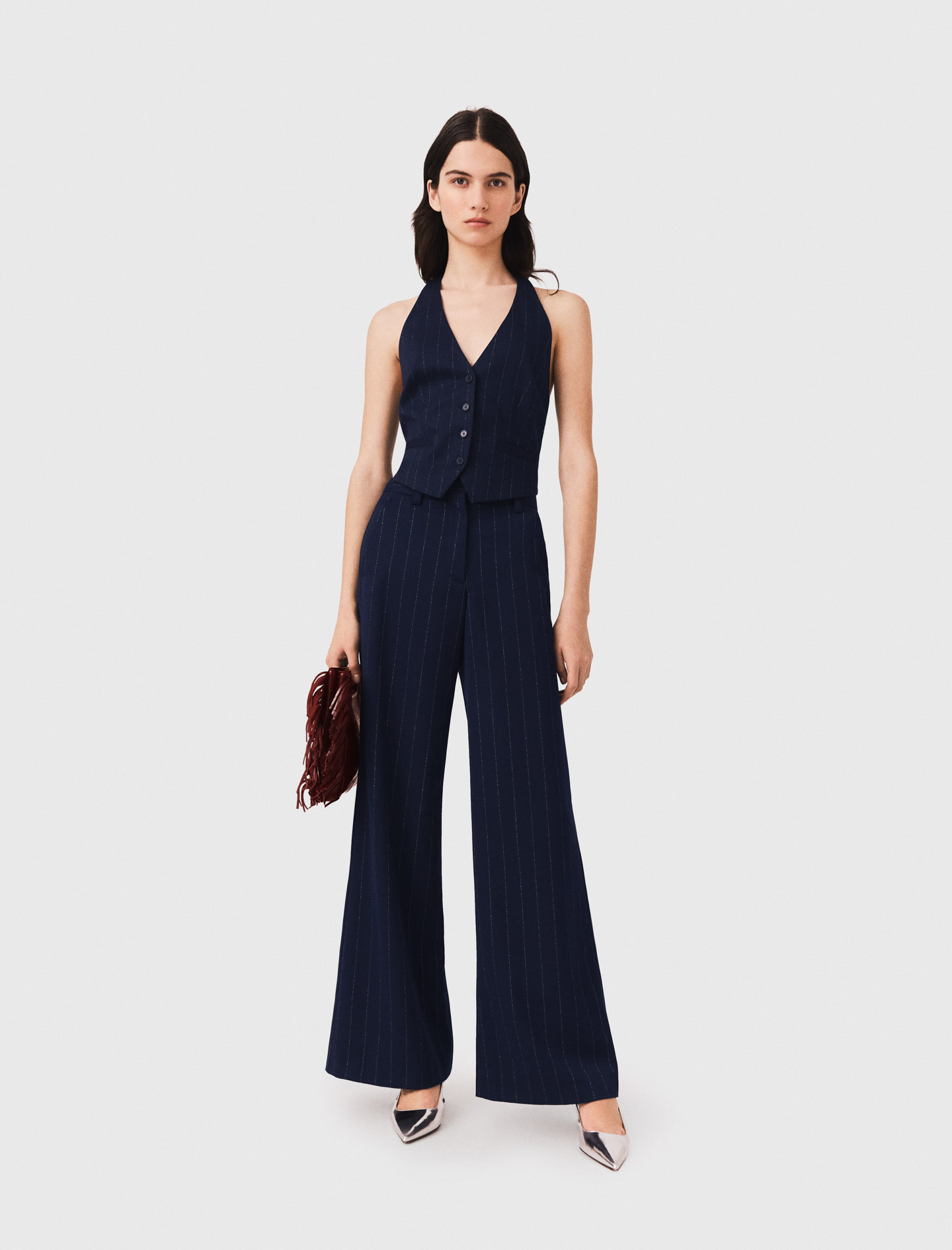 Suit Trousers - Navy - Size 6 - Maje