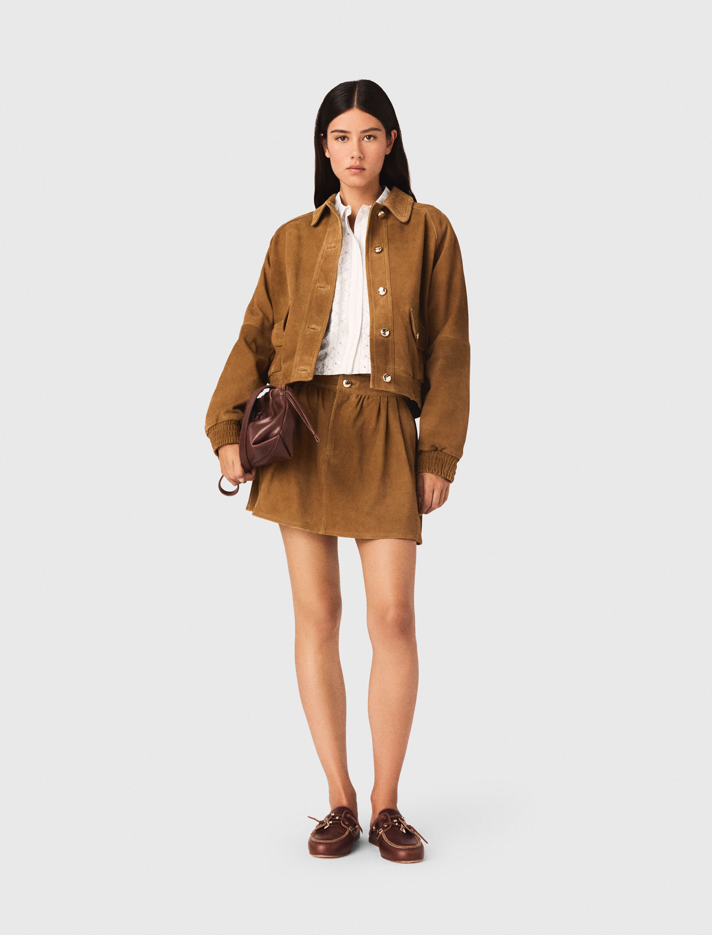 Suede Jacket - Camel - Size 14 - Maje