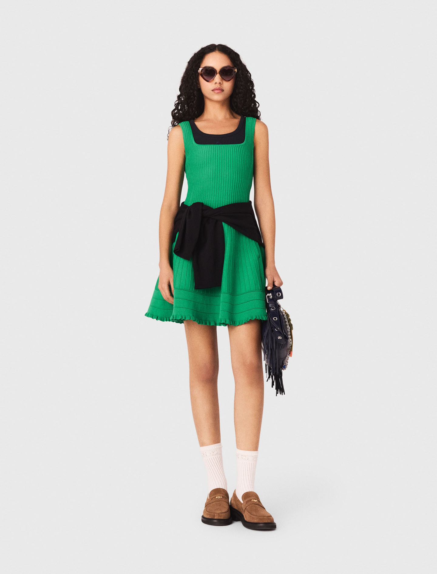 Knit Skater Dress - Green - Size 12 - Maje