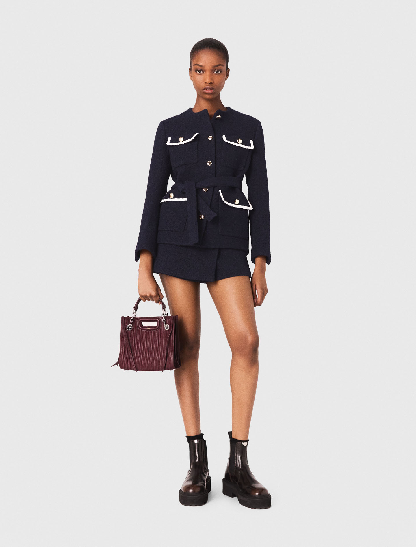 4-pocket Tweed Jacket - Navy - Maje