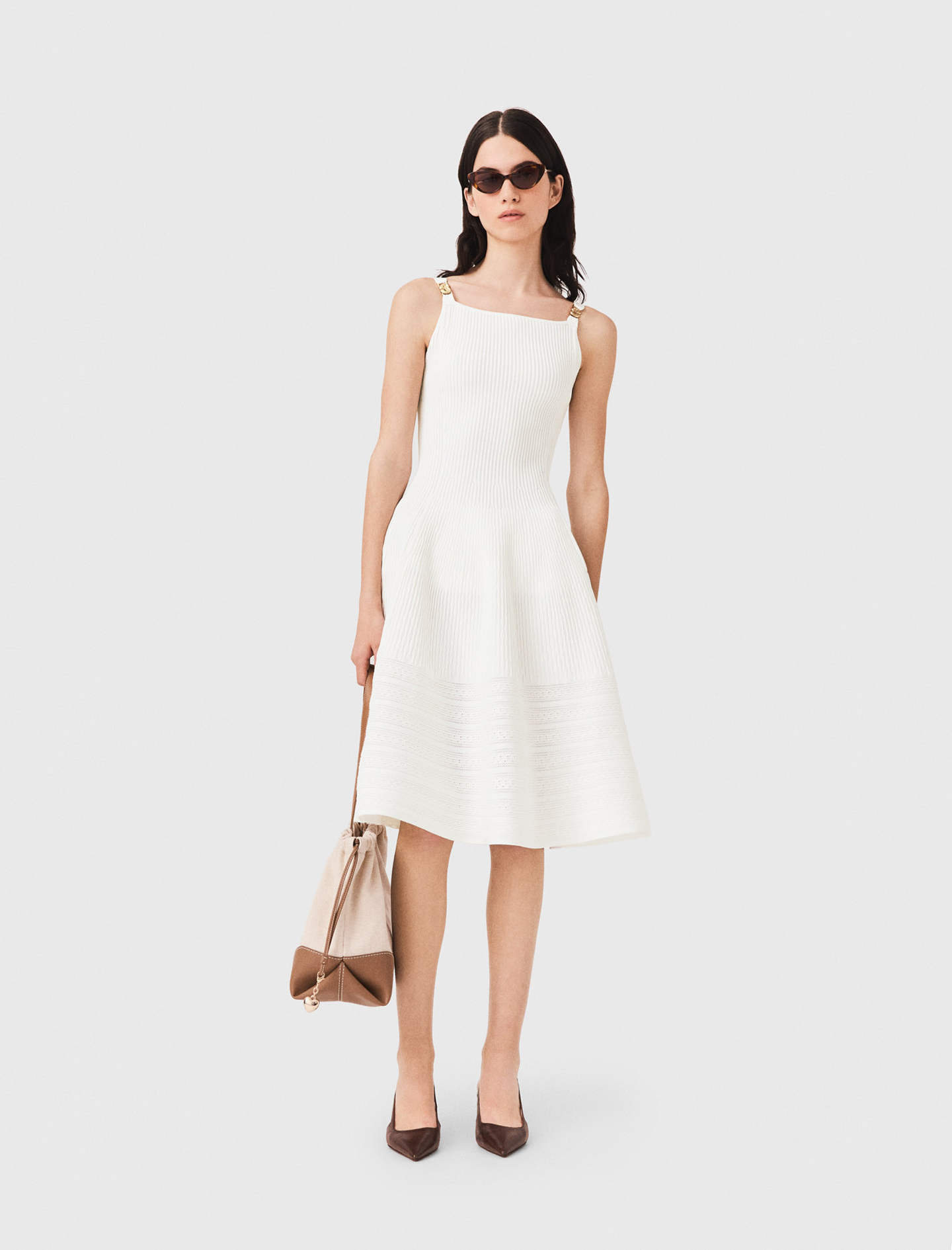 Knit Maxi Dress - White - Size 6 - Maje