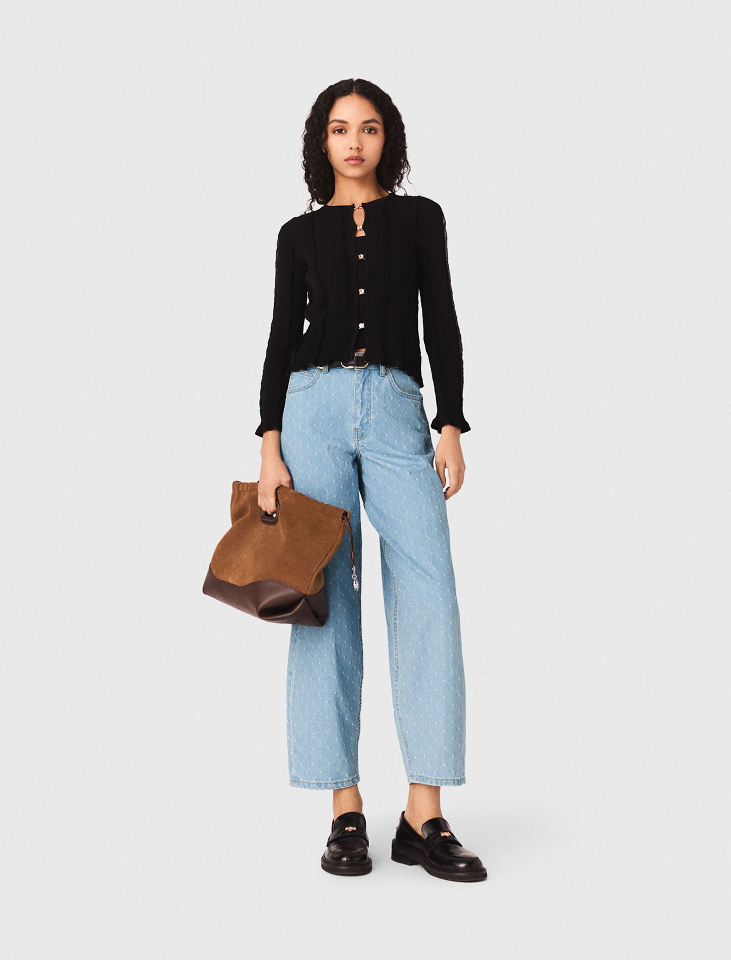 2-in-1 Cardigan - Black - Size 8 - Maje