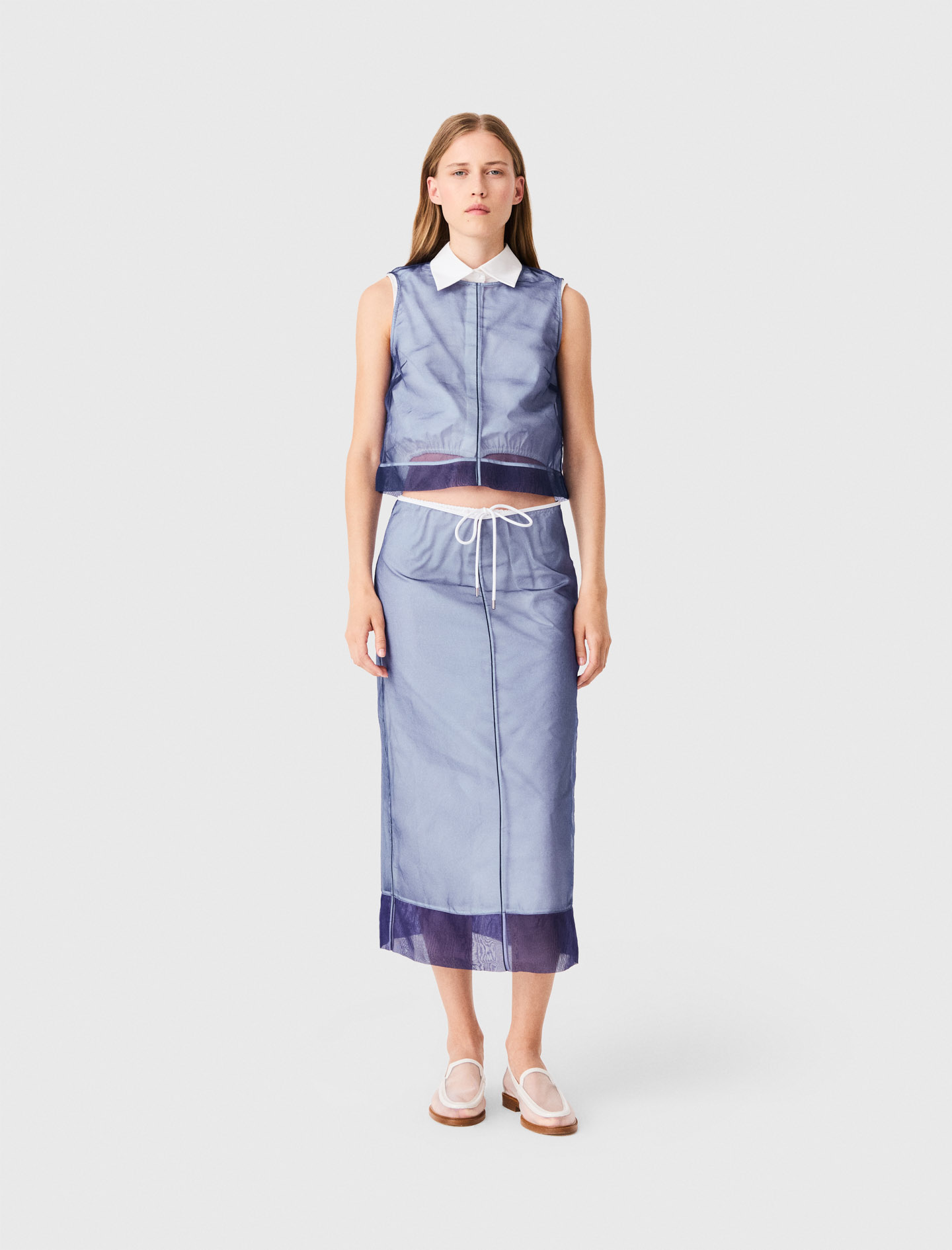 Cotton Top With Removable Organza - Blue - Size 8 - Maje