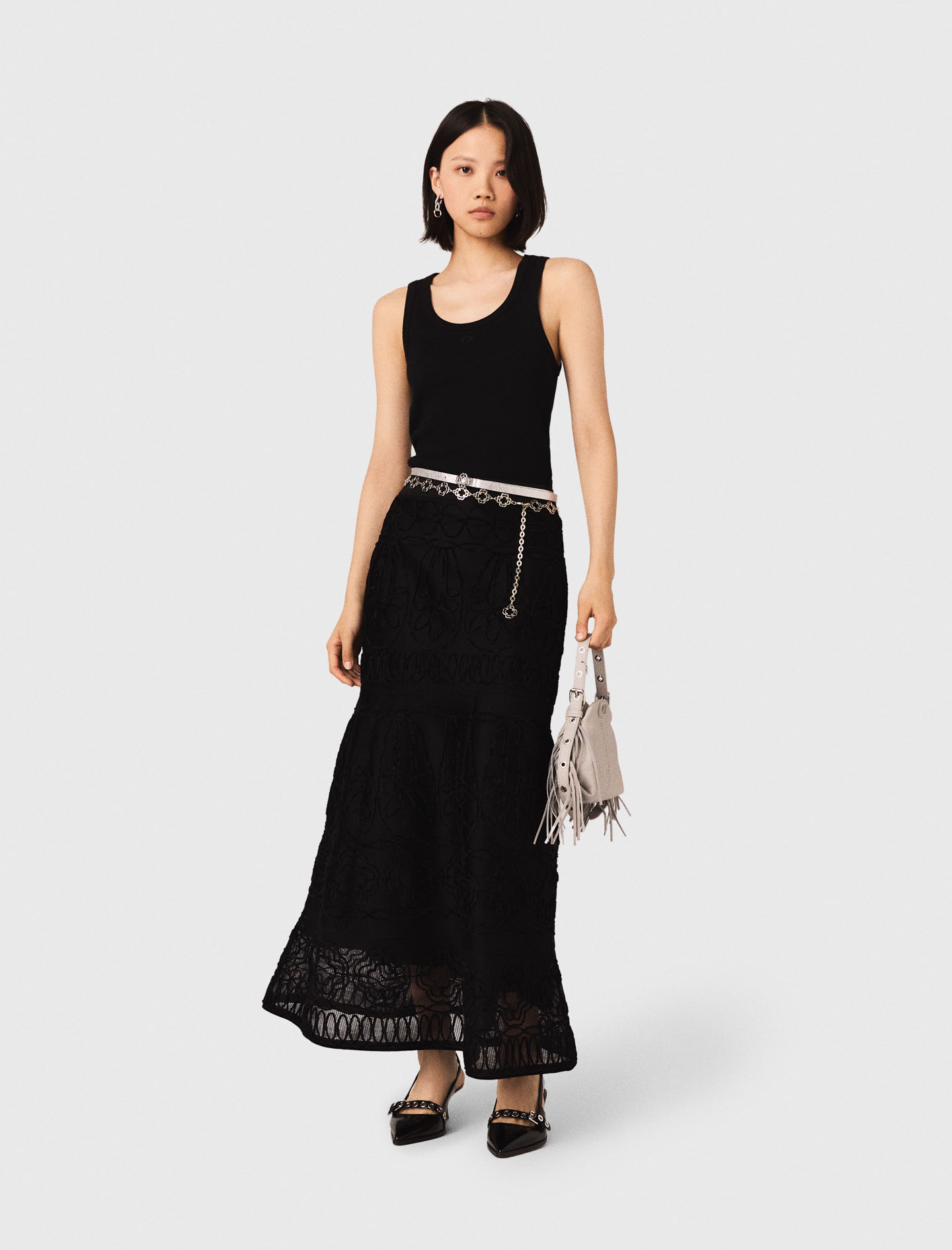 Rib Knit Tank Top - Black - Size 10 - Maje