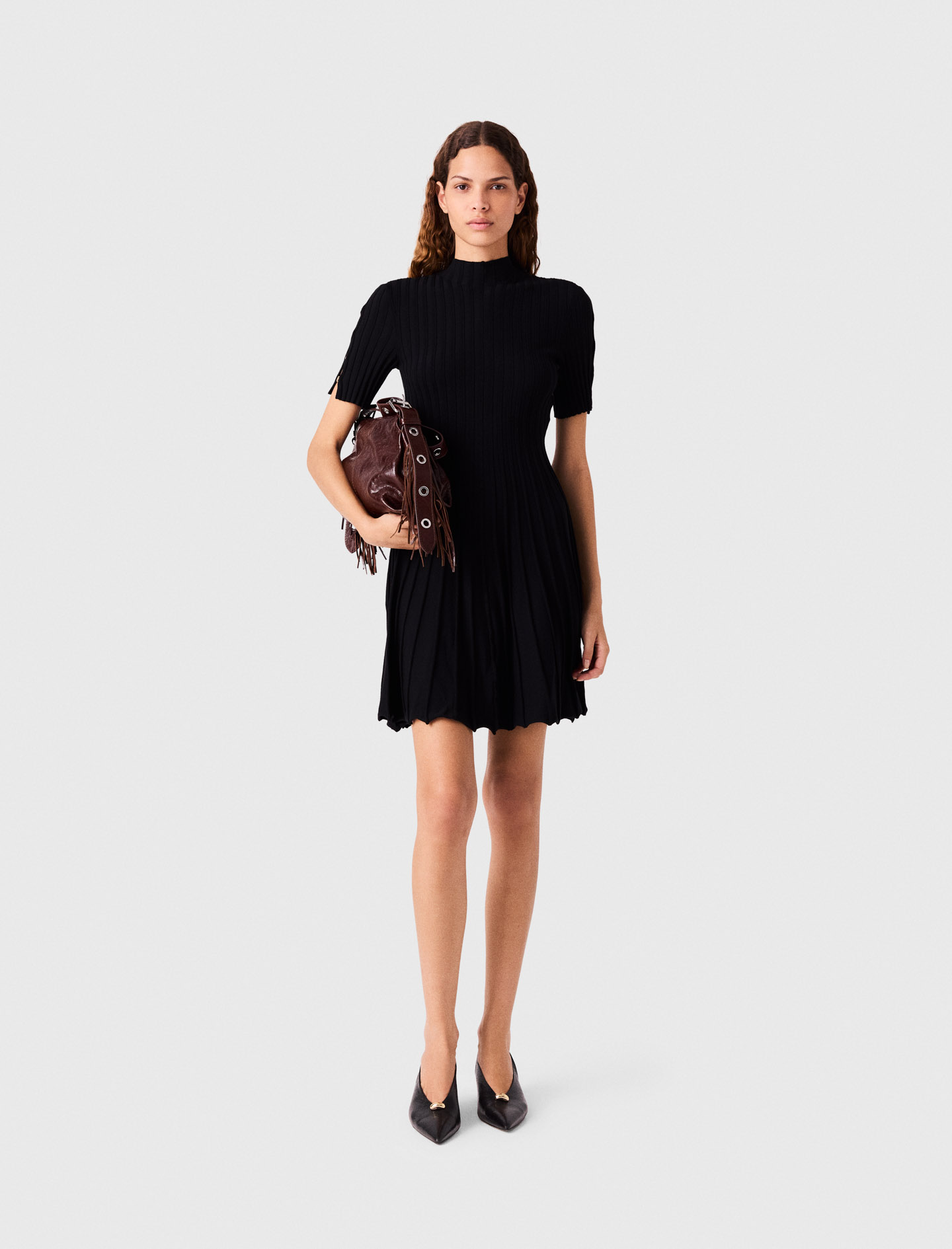 Short Knit Dress - Black - Size 6 - Maje