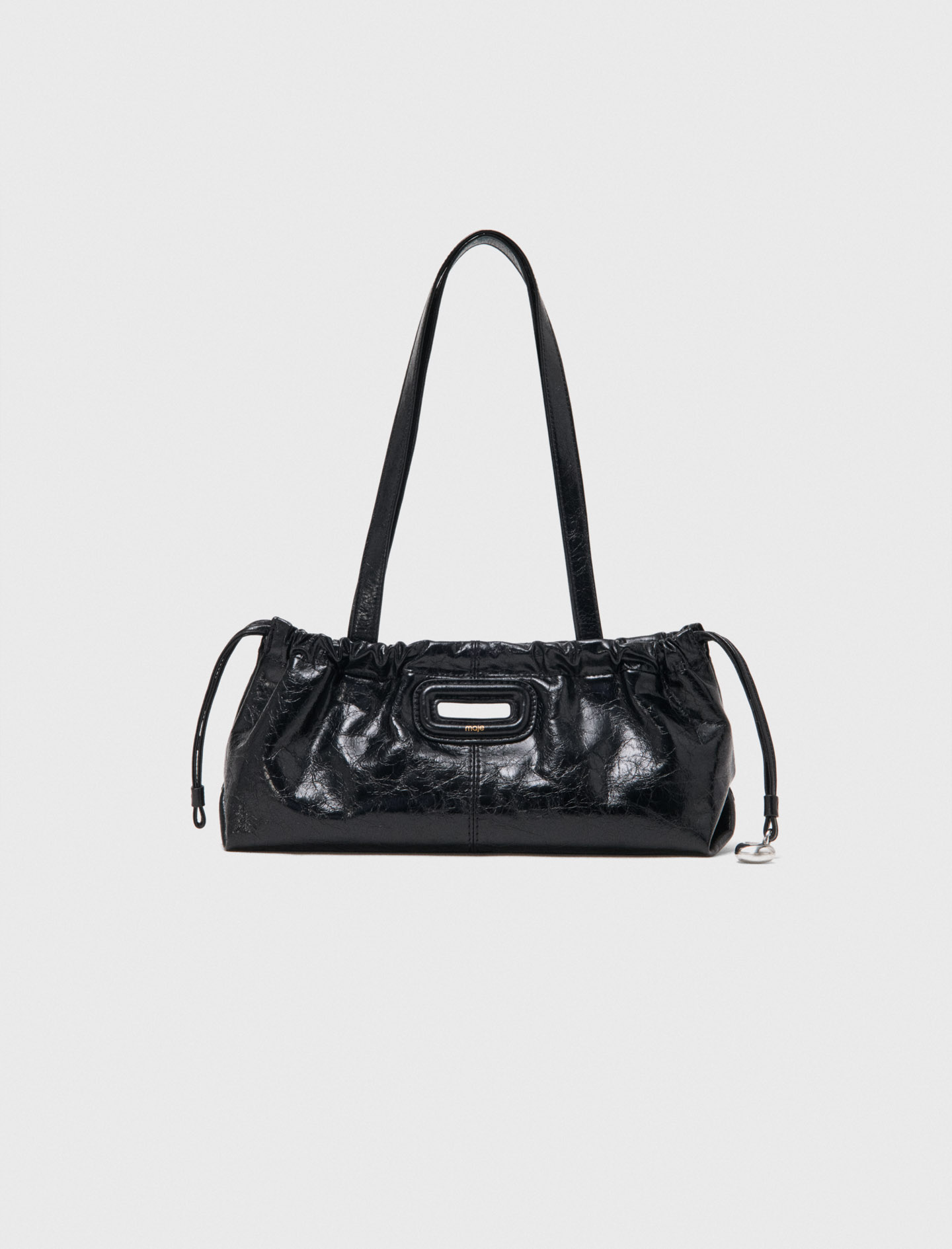 Crackled Leather Milpli Gazette - Black - Maje