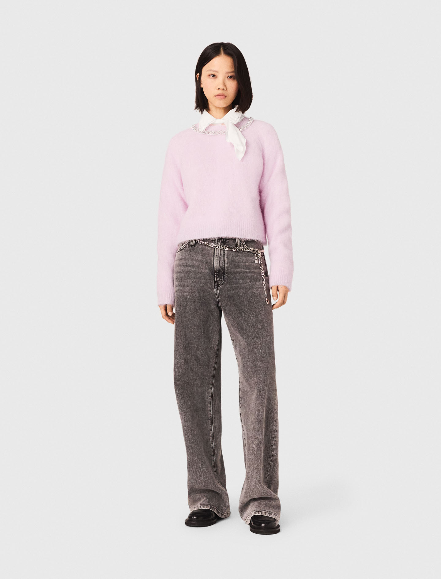 Removable Jewel Collar Jumper - Pink - Size 6 - Maje