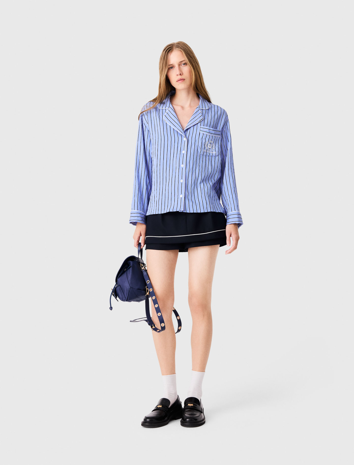 Striped Shirt - Blue - Size 10 - Maje