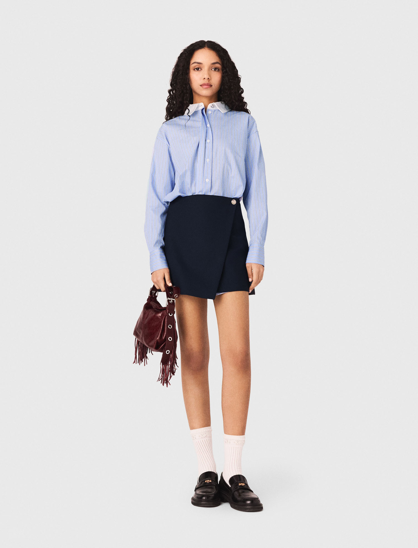 2-in-1 Shirt Dress - Blue - Size 14 - Maje