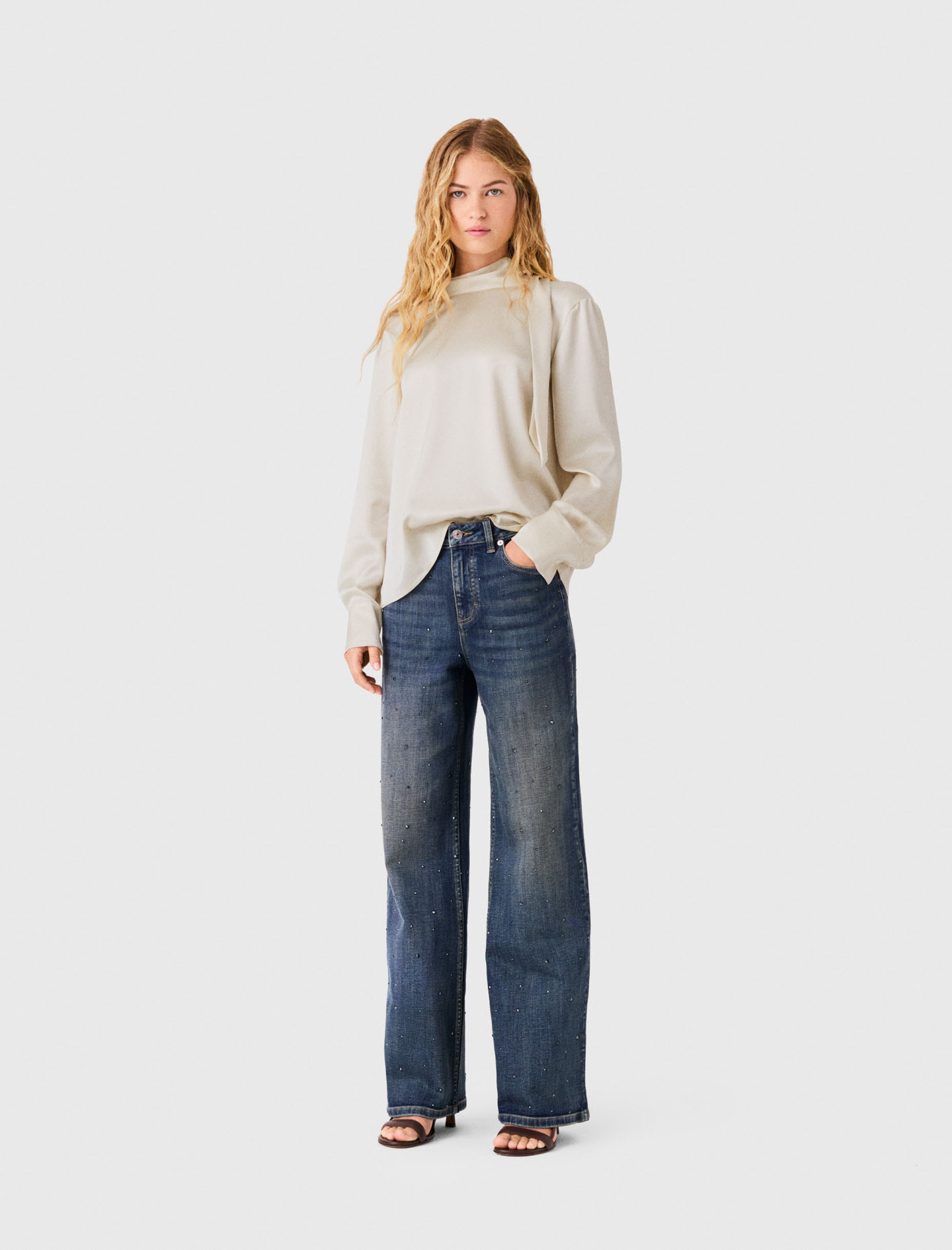 Satin Blouse With Draped Back - Off White - Size 6 - Maje