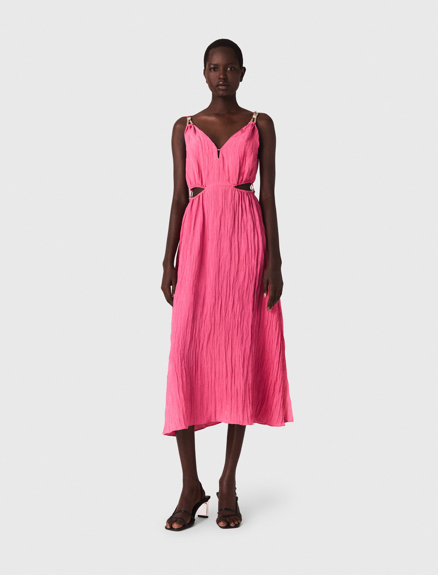 Openwork midi dress Pink for Women | Maje