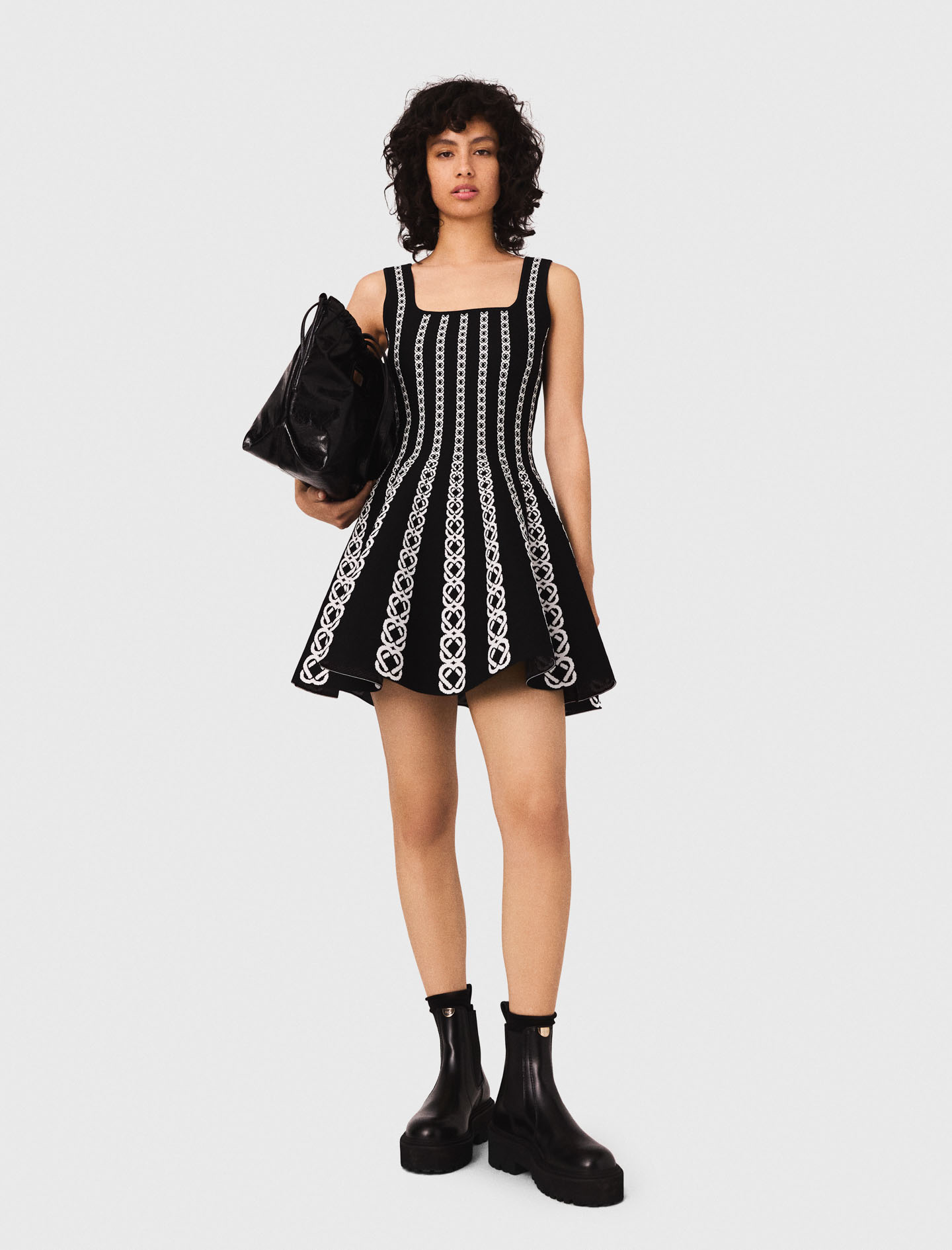 Maje Short Jacquard Knit Dress In Multi