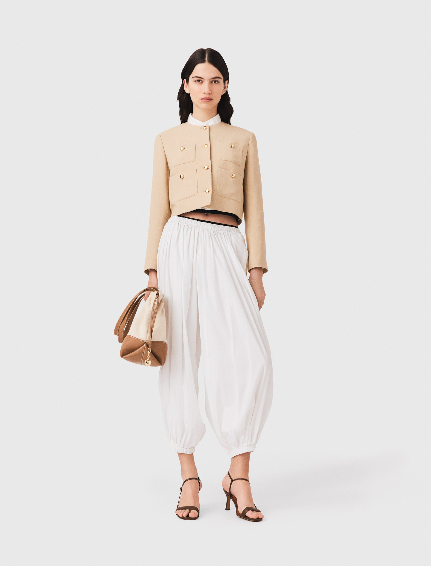 Harem Cotton Trousers - White - Size 8 - Maje