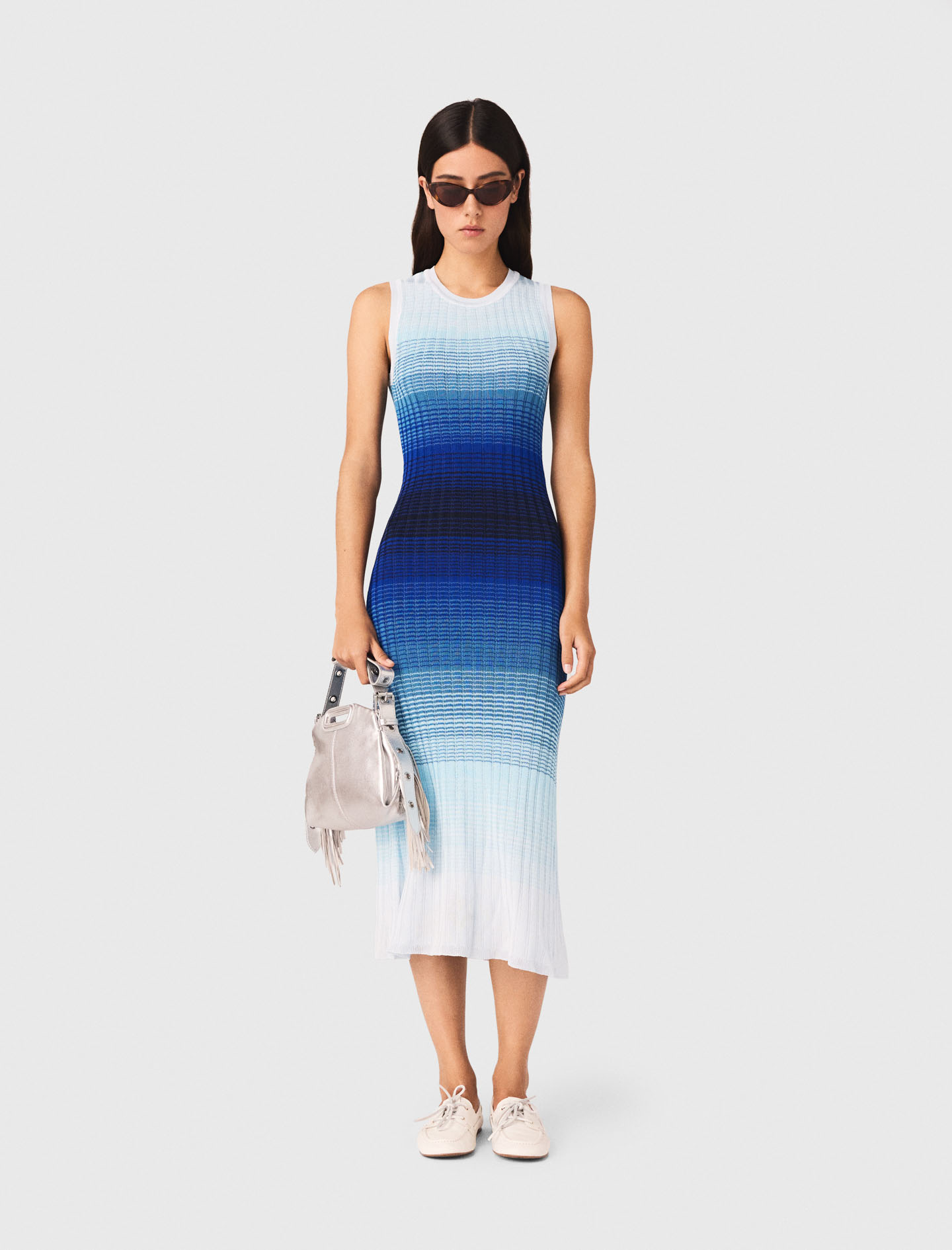 Ombré Knit Maxi Dress - Blue - Size 10 - Maje
