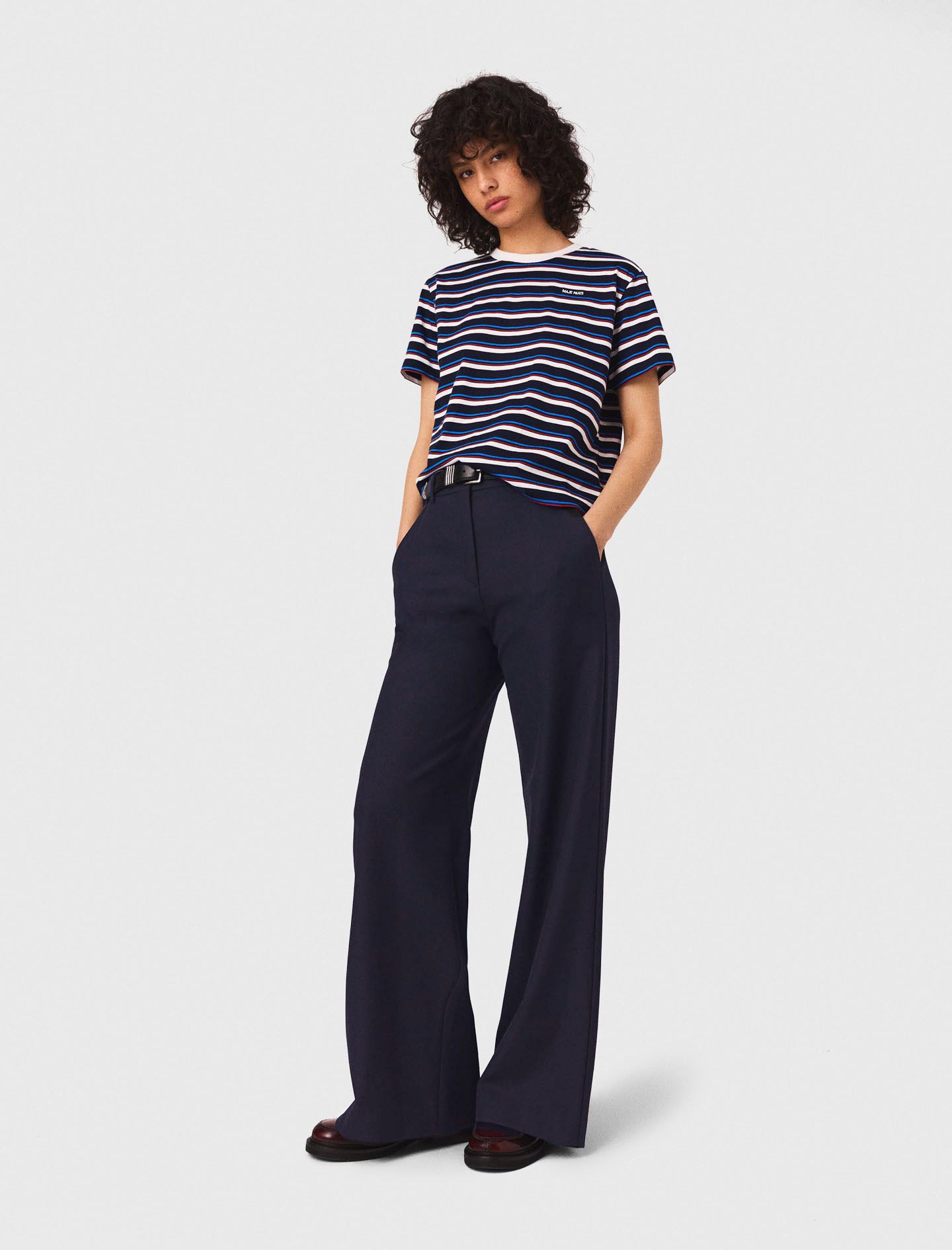 Suit Trousers With Pintucks - Navy - Maje