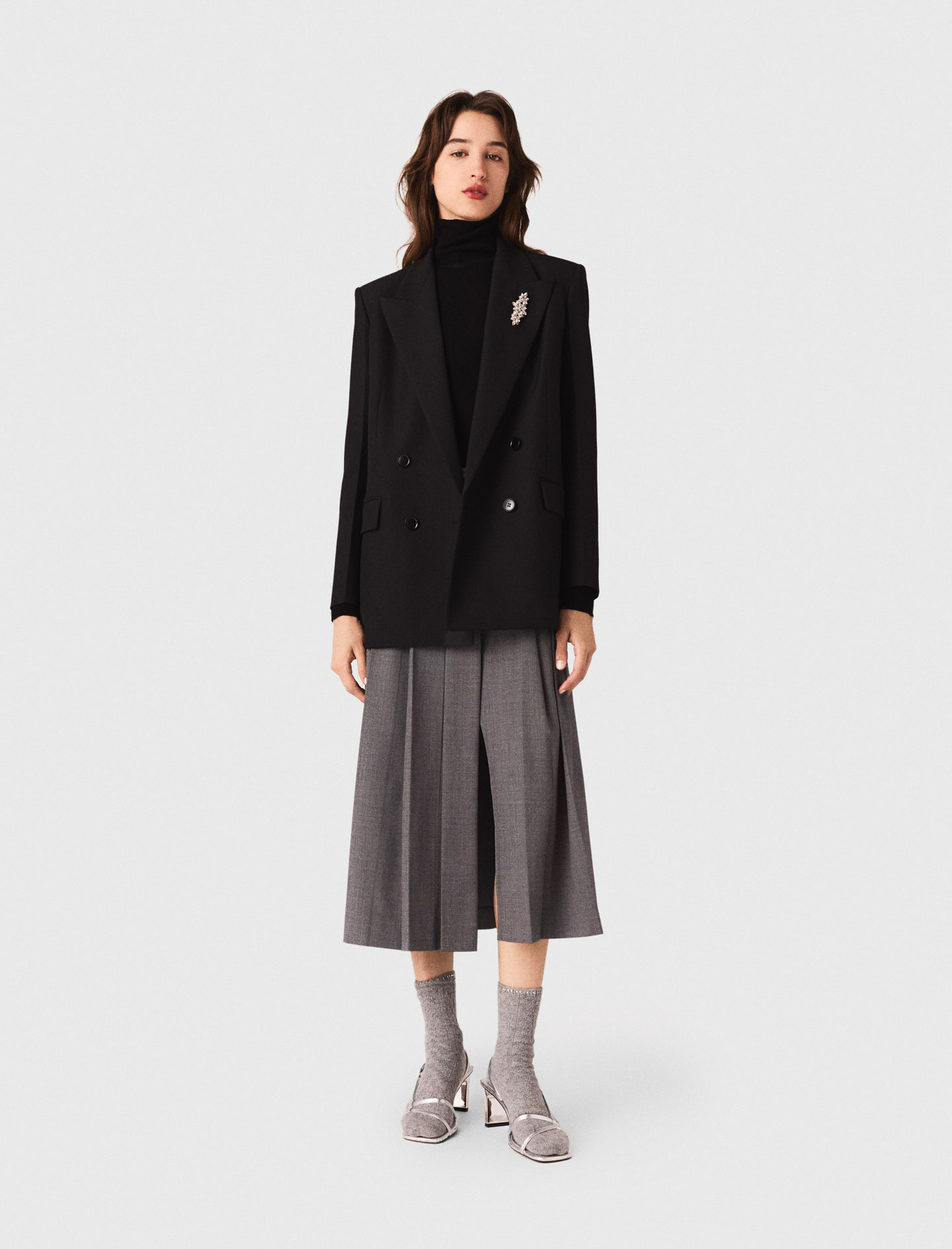 Maje Double-breasted Jacket In Black