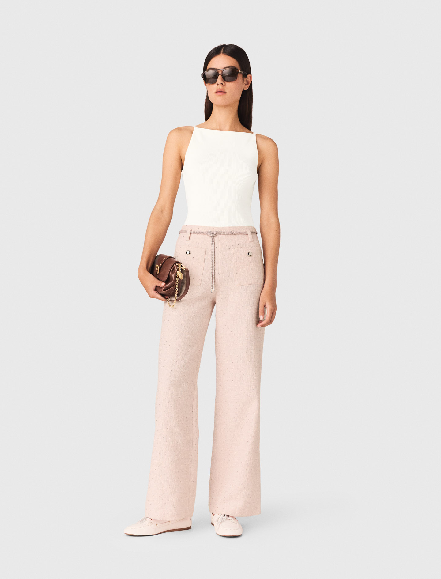 Tweed Trousers - Pink - Size 6 - Maje