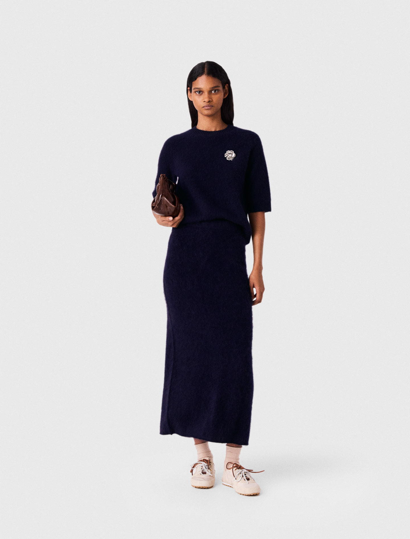 Knit Pencil Skirt - Navy - Size 8 - Maje