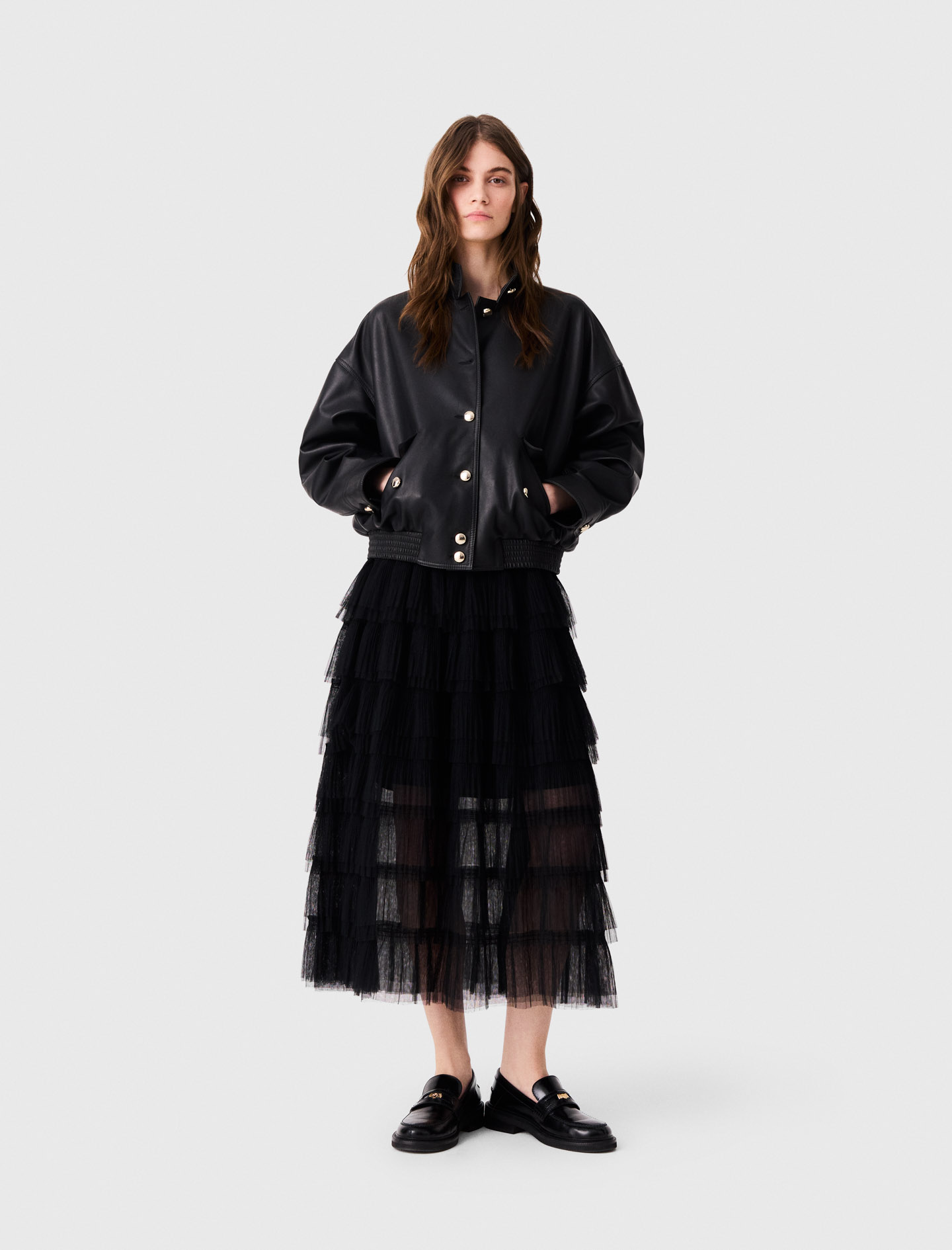 Tulle midi skirt Black for Women | Maje