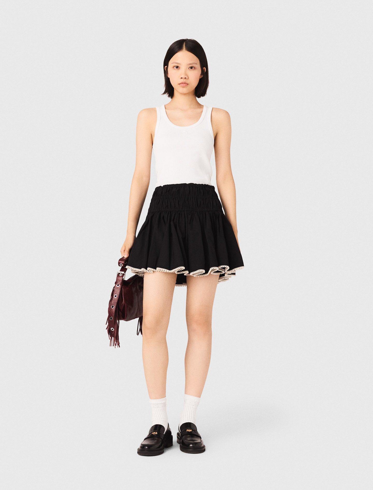 Maje Rib Knit Tank Top In White