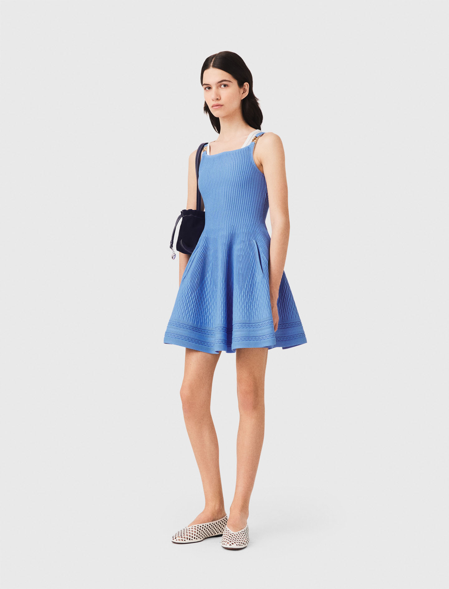 Short Knit Dress - Blue - Size 12 - Maje