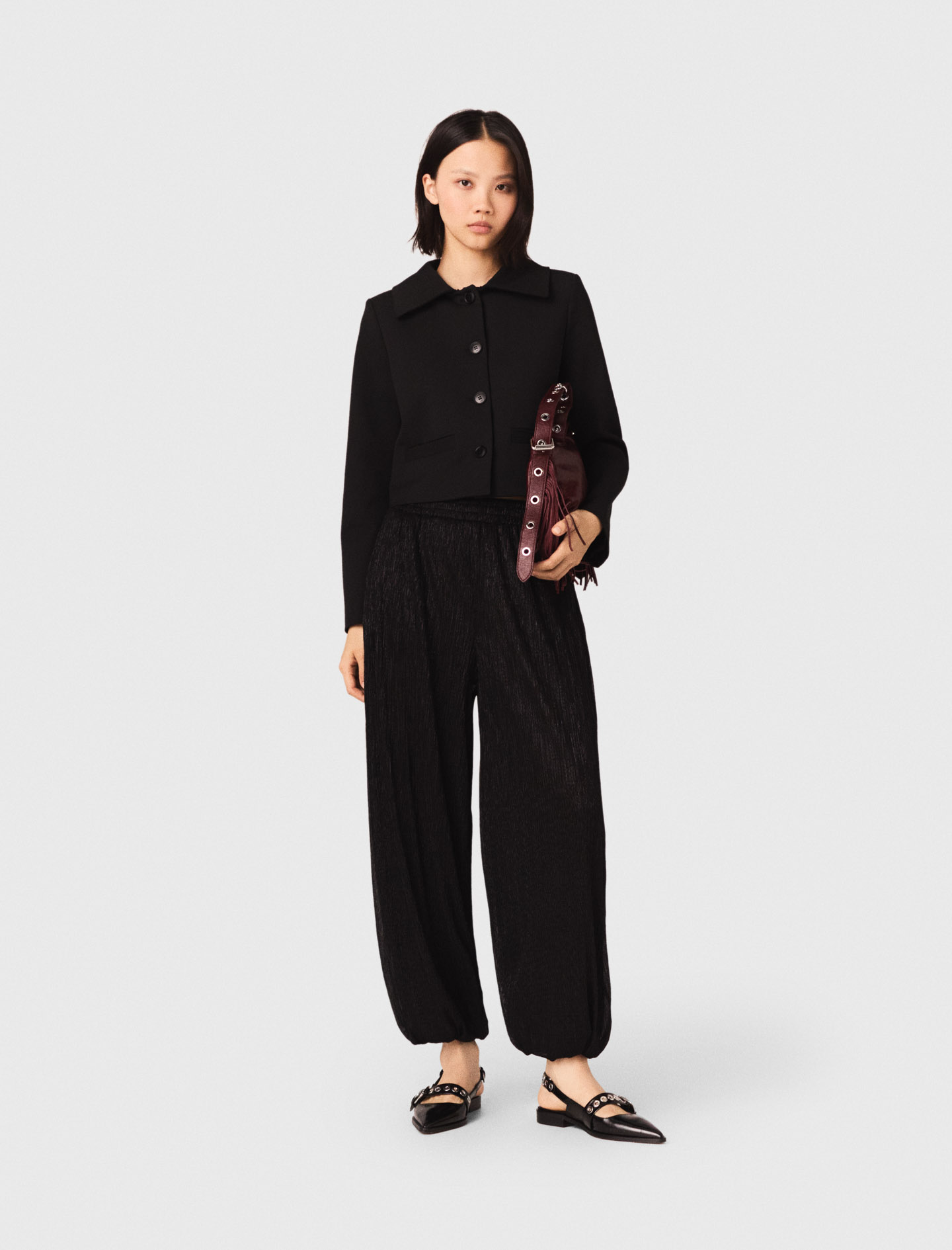 Metallic Harem Trousers - Black - Size 6 - Maje