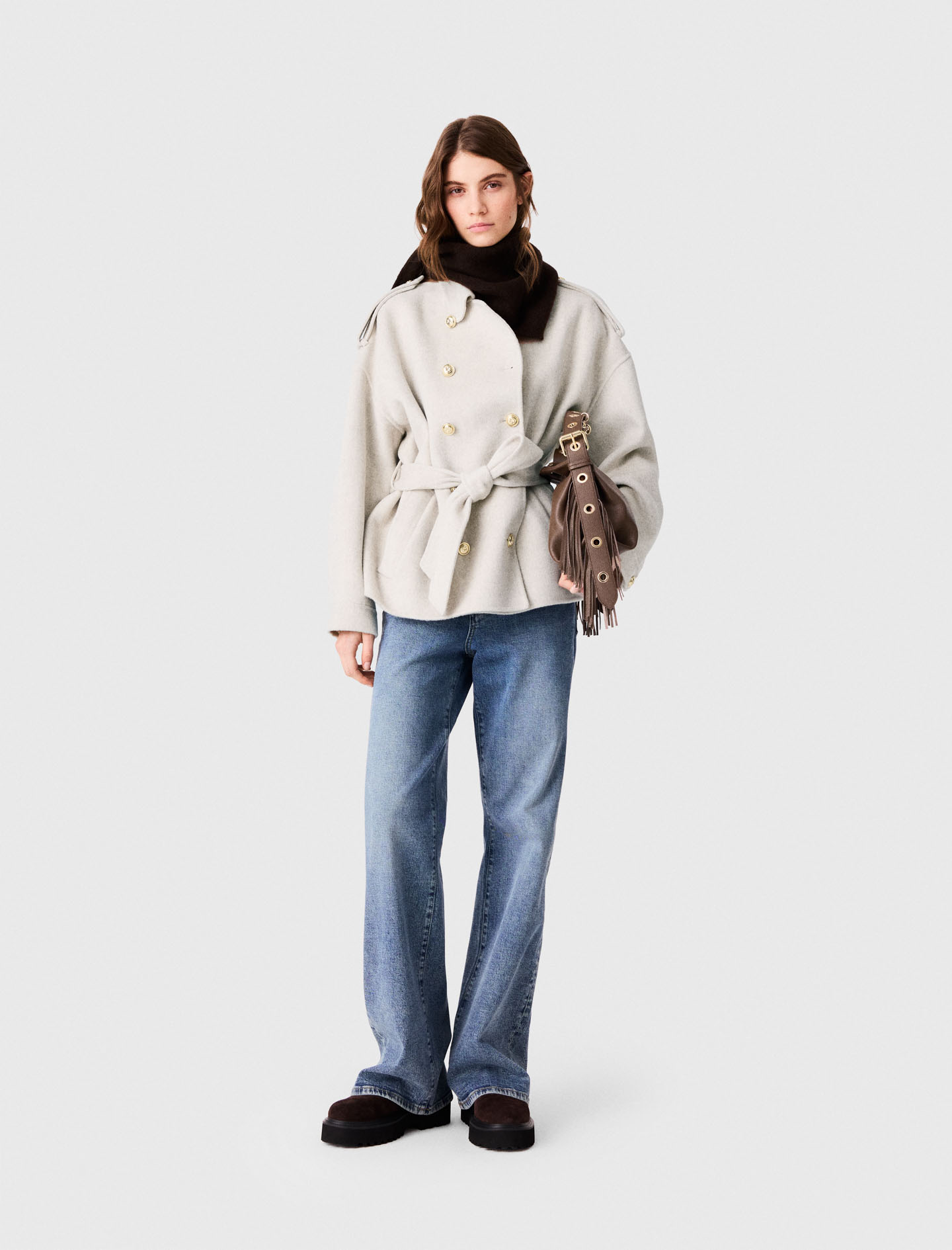 Double-faced Mid-length Coat - Off White - Size 10 - Maje