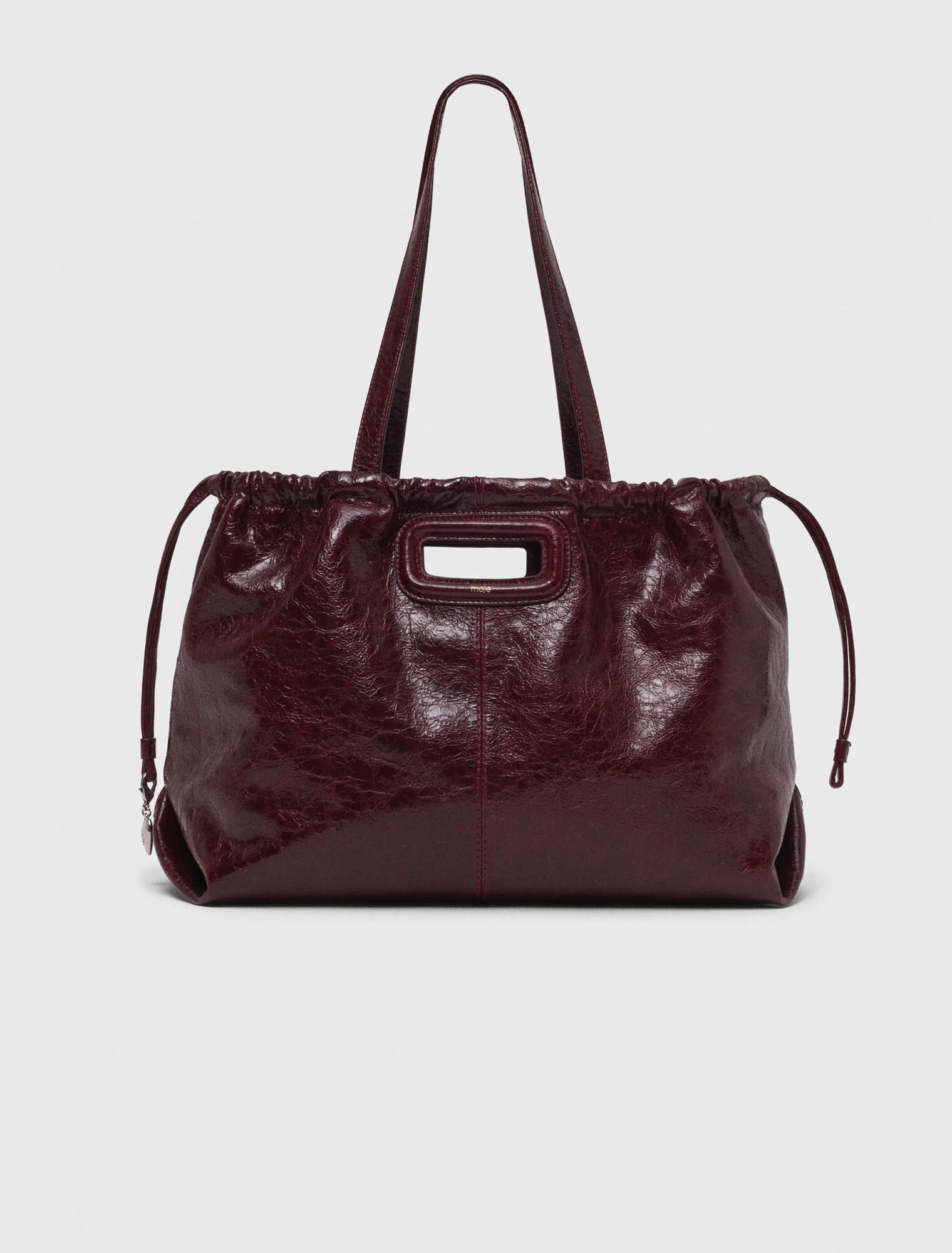 Crackled Leather Milpli Tote Bag - Tartan - Maje