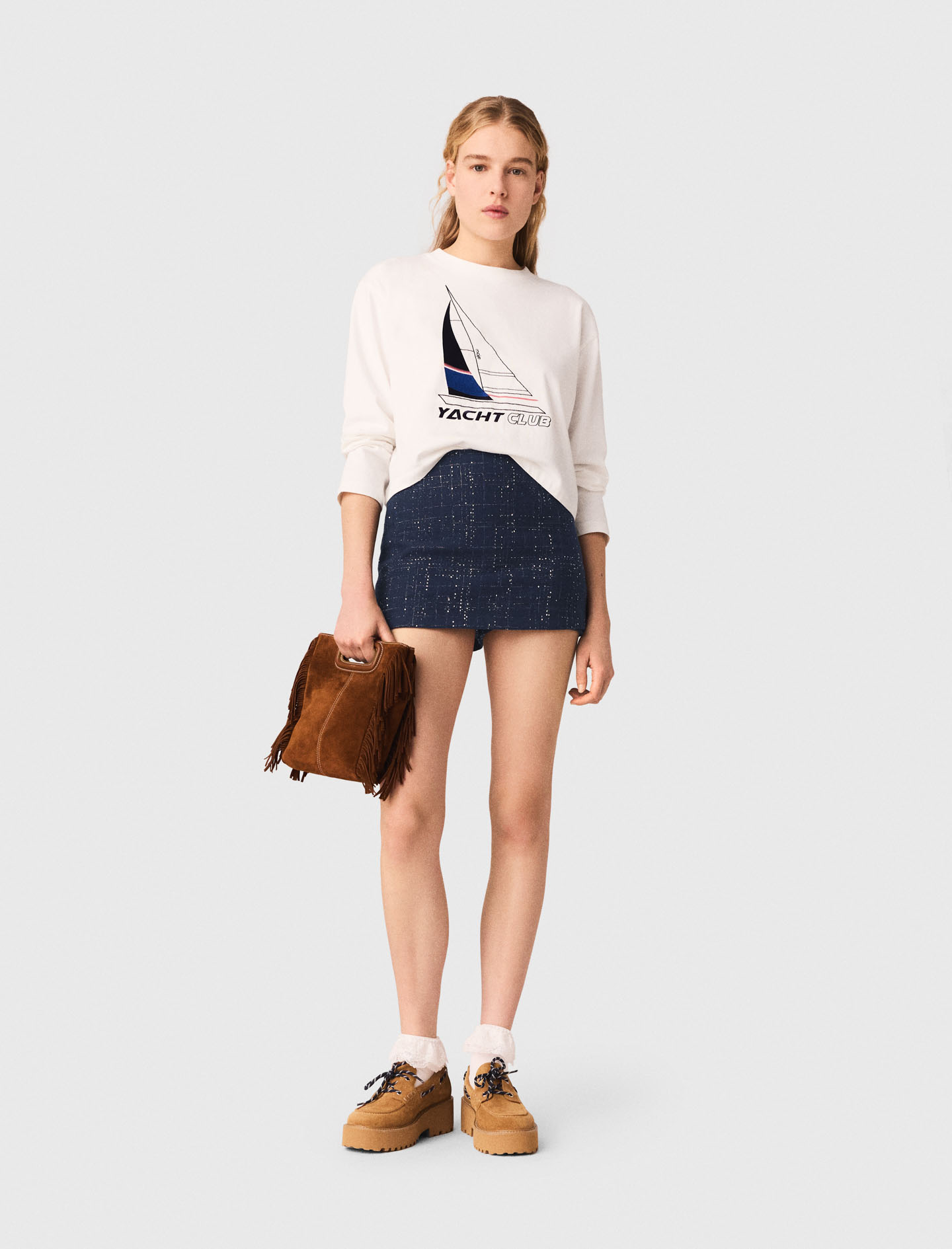 Boat Print T-Shirt - White - Size 10 - Maje