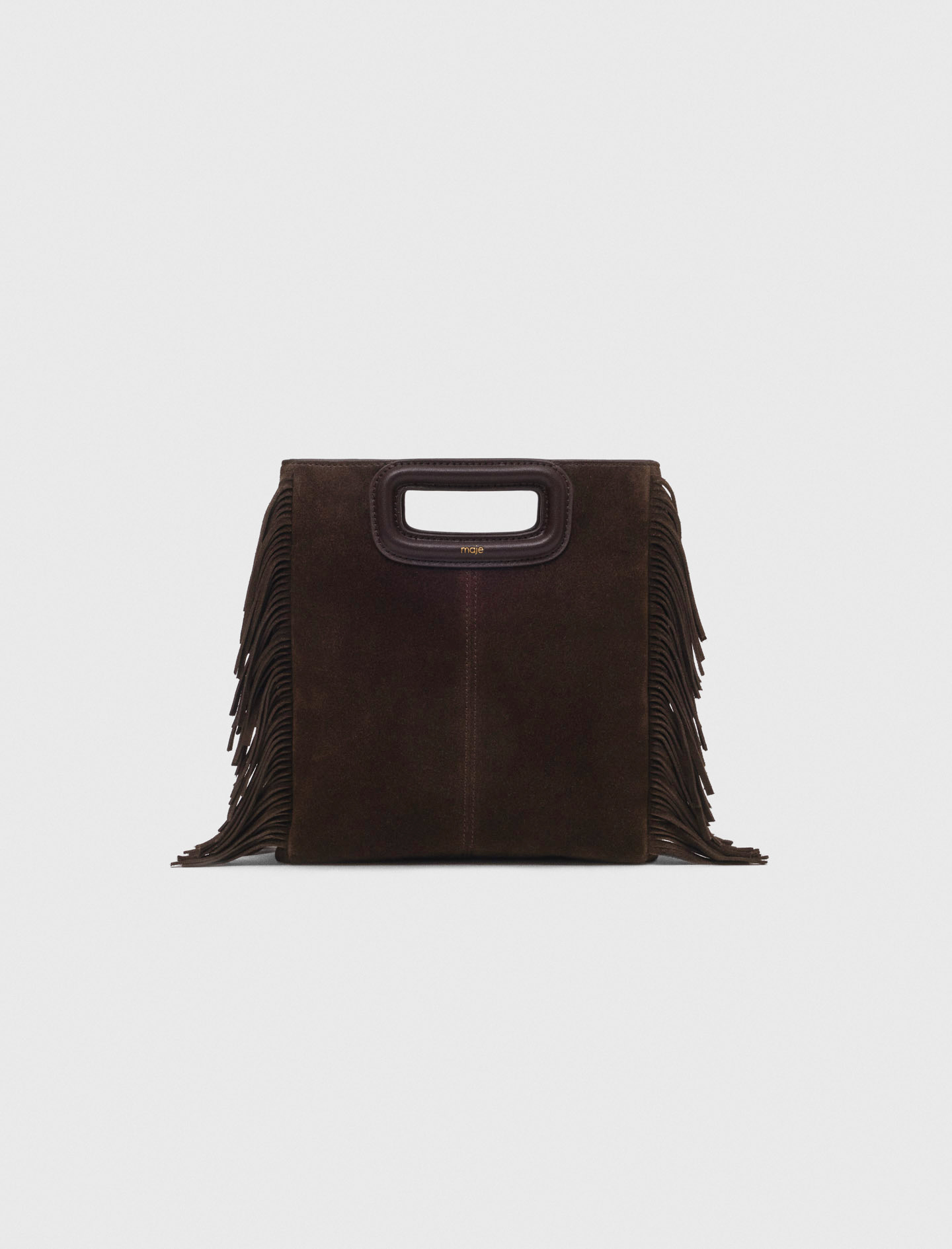 Suede Leather M Bag - Dark Brown - Maje