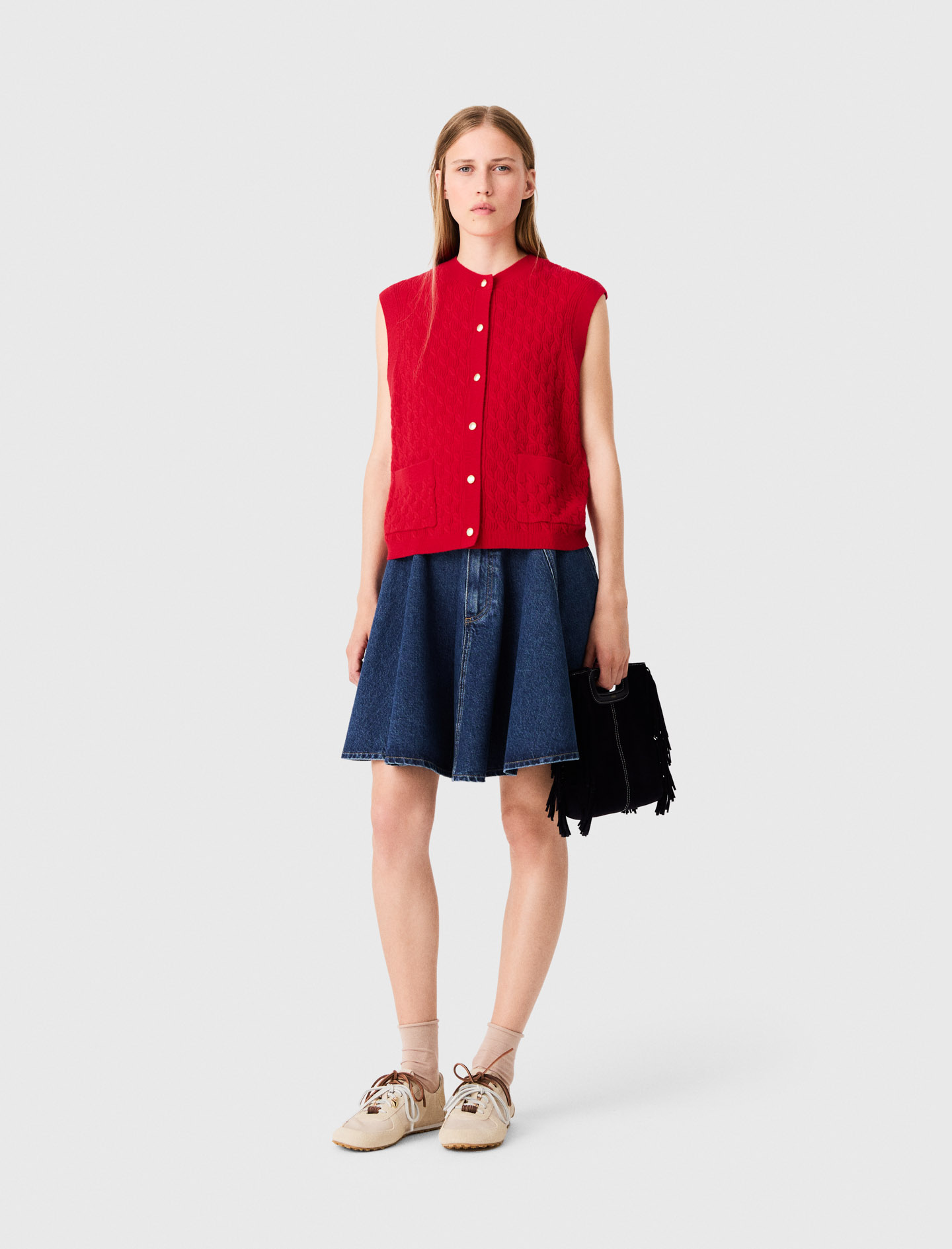 Sleeveless Knit Top - Red - Size 6 - Maje